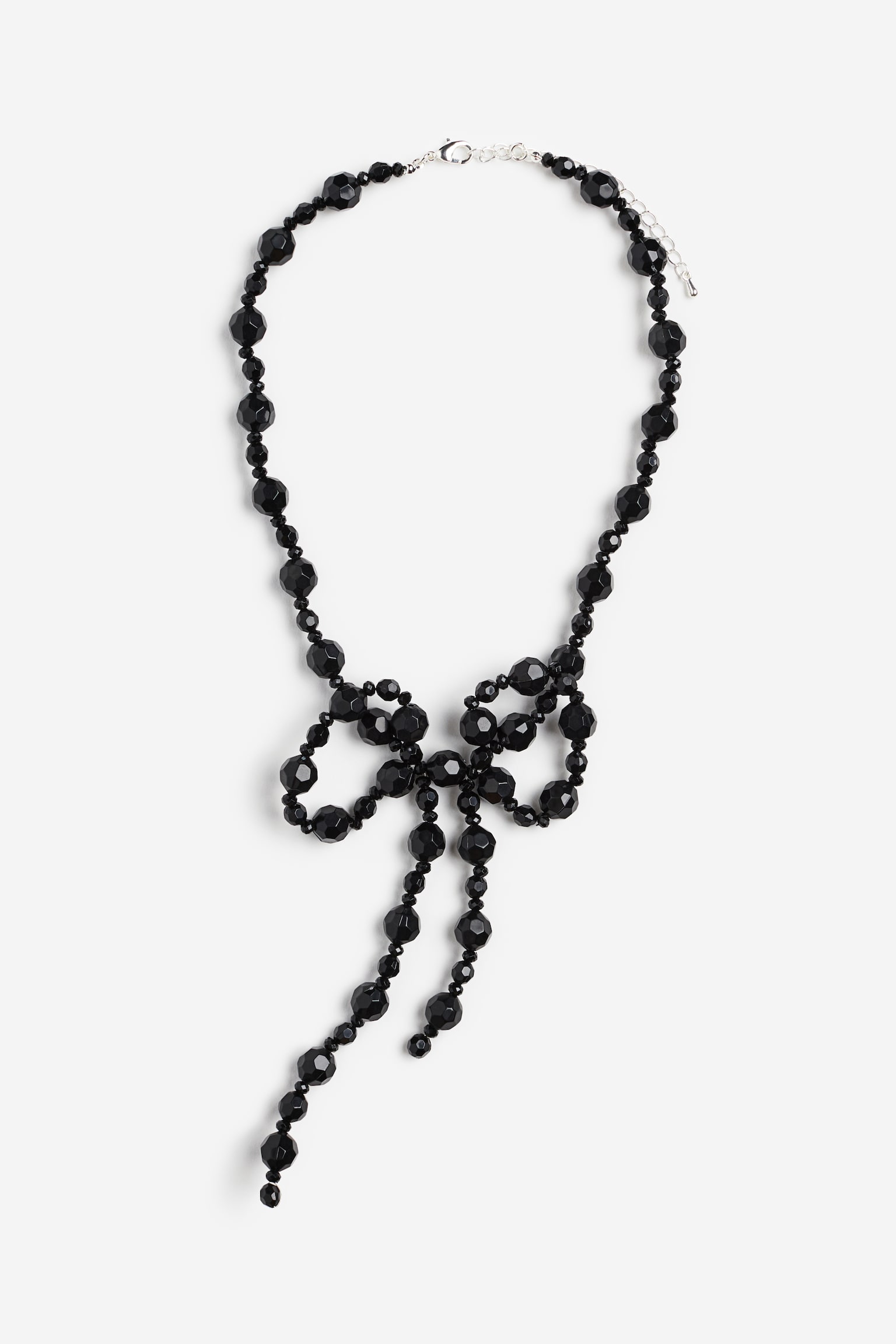 Bow-detail beaded necklace - Black - 1