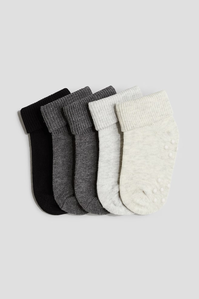 5er-Pack Antirutsch-Socken - Dunkelgrau/Beigemeliert/Braun/Grün/Dunkelgrau/Rosa/Weiss/Weiss/Mattblau/Blau/Hellbraun - 1