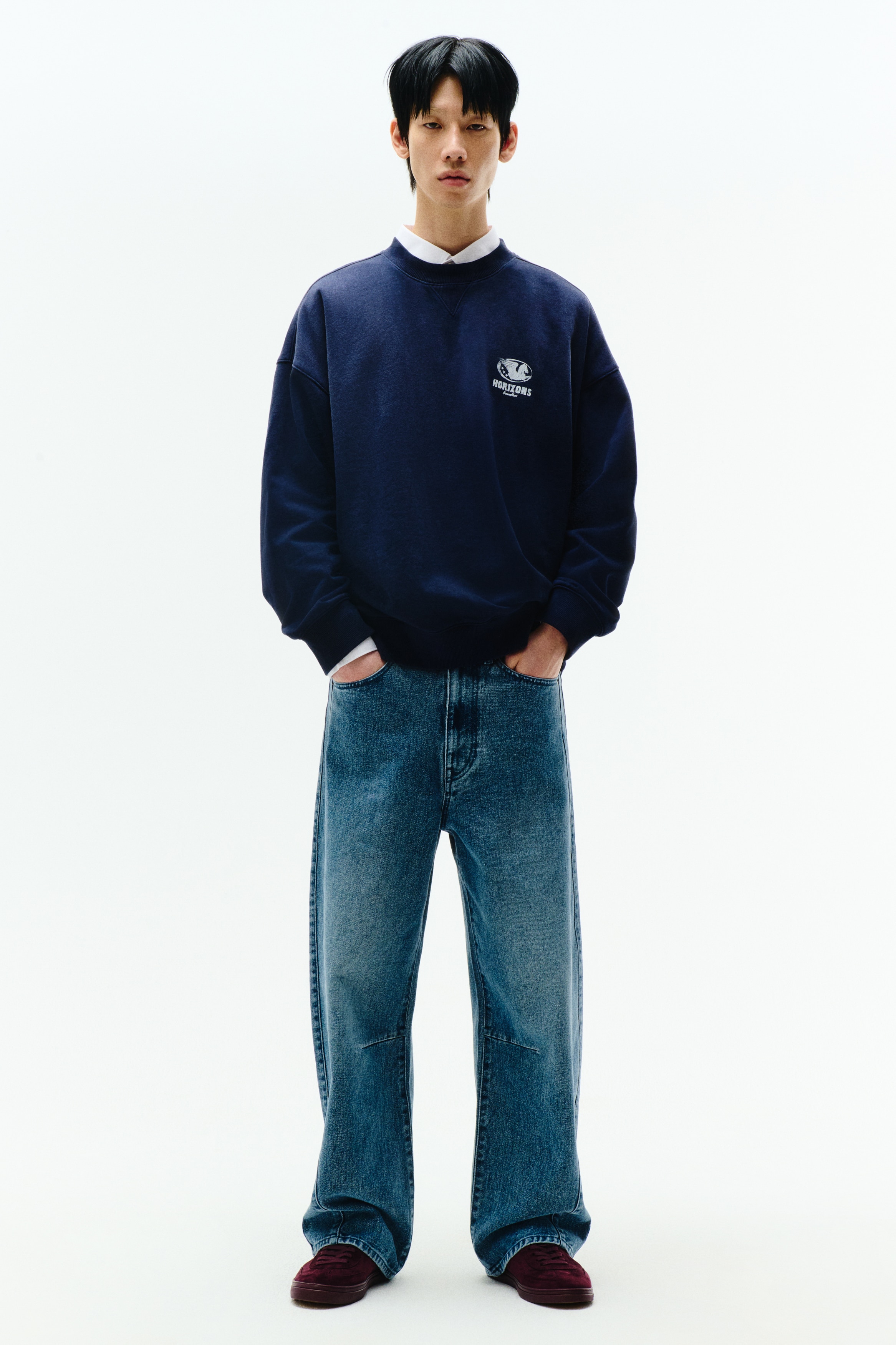 ルーズフィット コットンスウェットシャツ - Navy blue/Horizons - Men