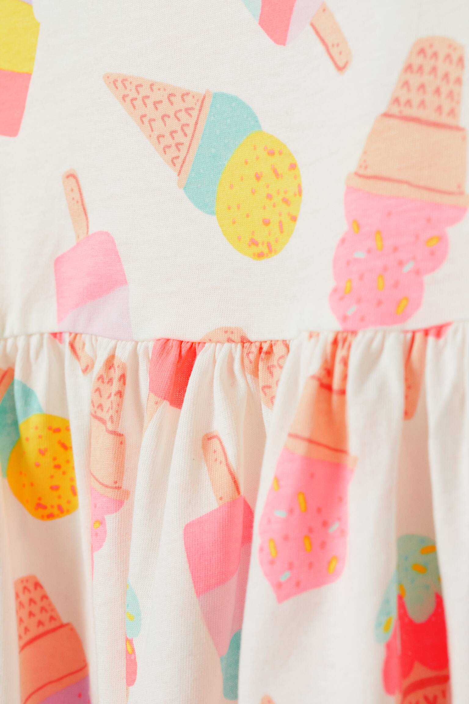 Printed Jersey Dress Round Neck Sleeveless White/ice creams