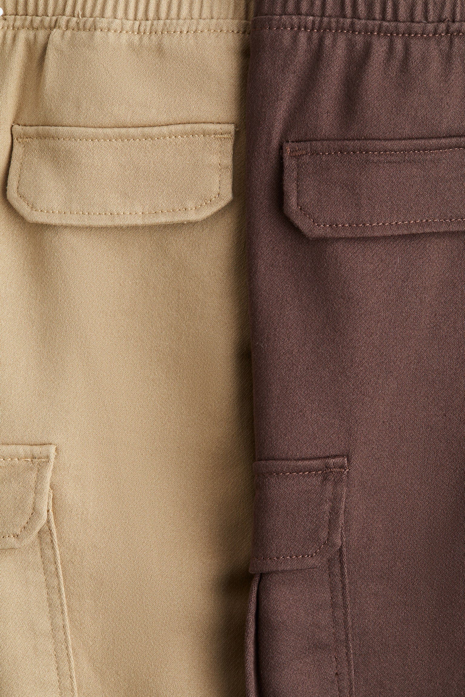 Детские брюки H&M 2-Pack Cargo, цвет: Коричневый / Бежевый — фото 2