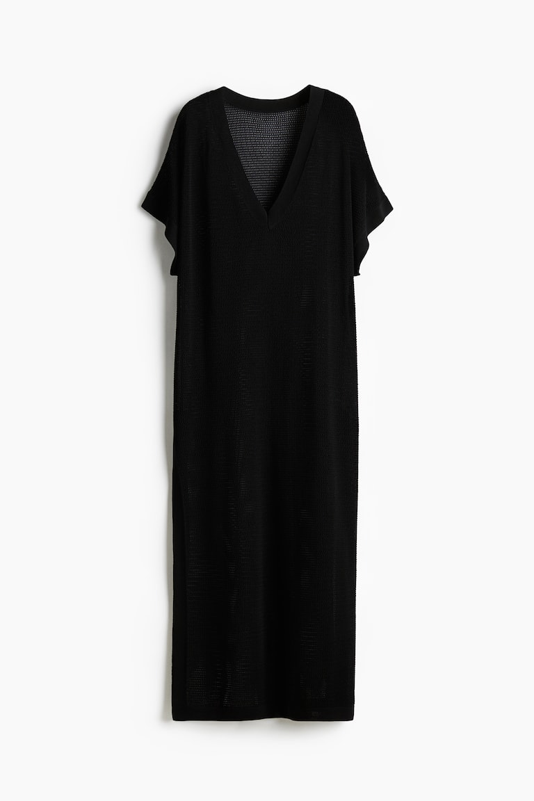 Pointelle-Knit Beach Dress - Black