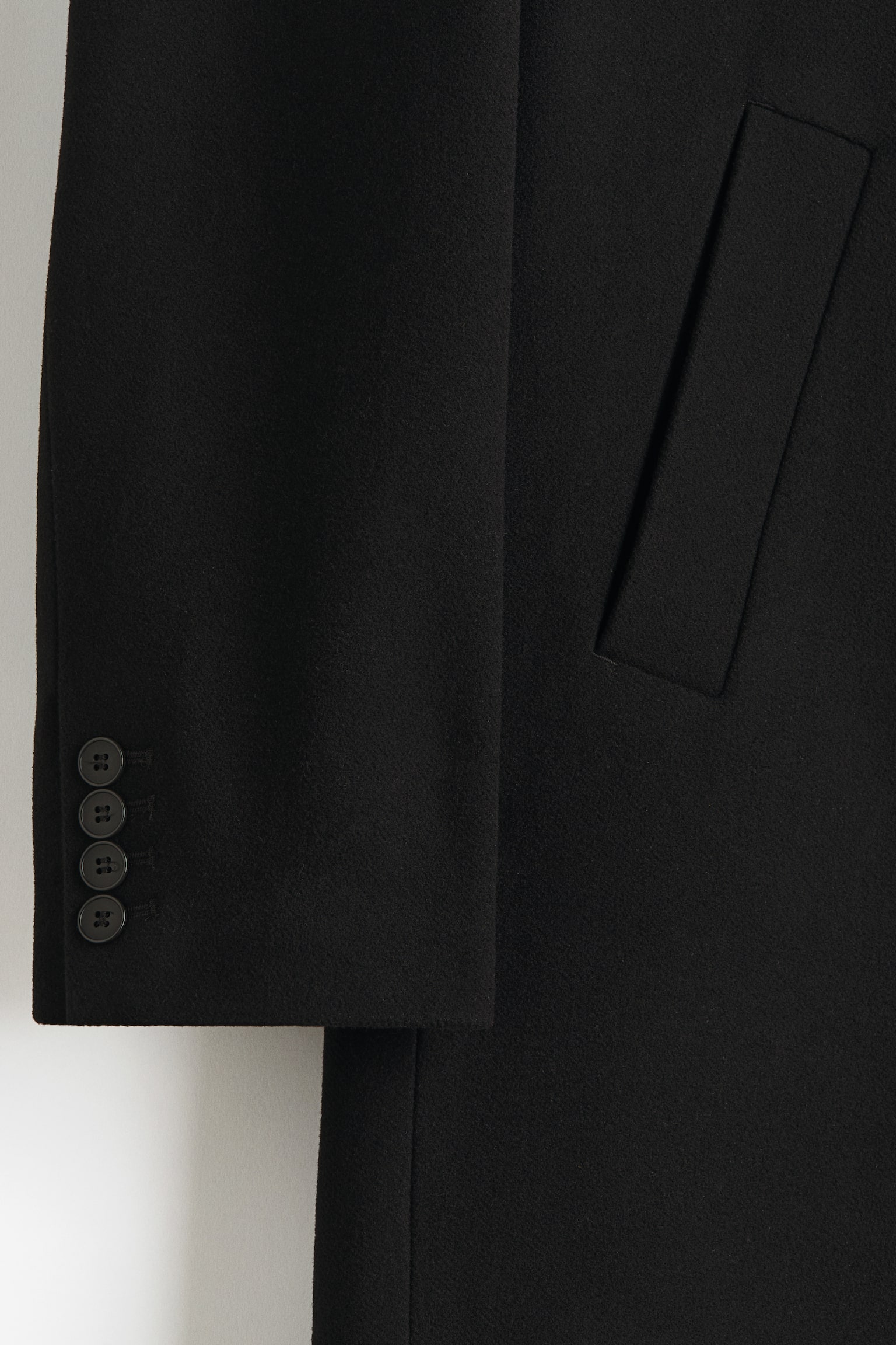 Single-breasted wool-blend coat - Black/Dark brown - 3