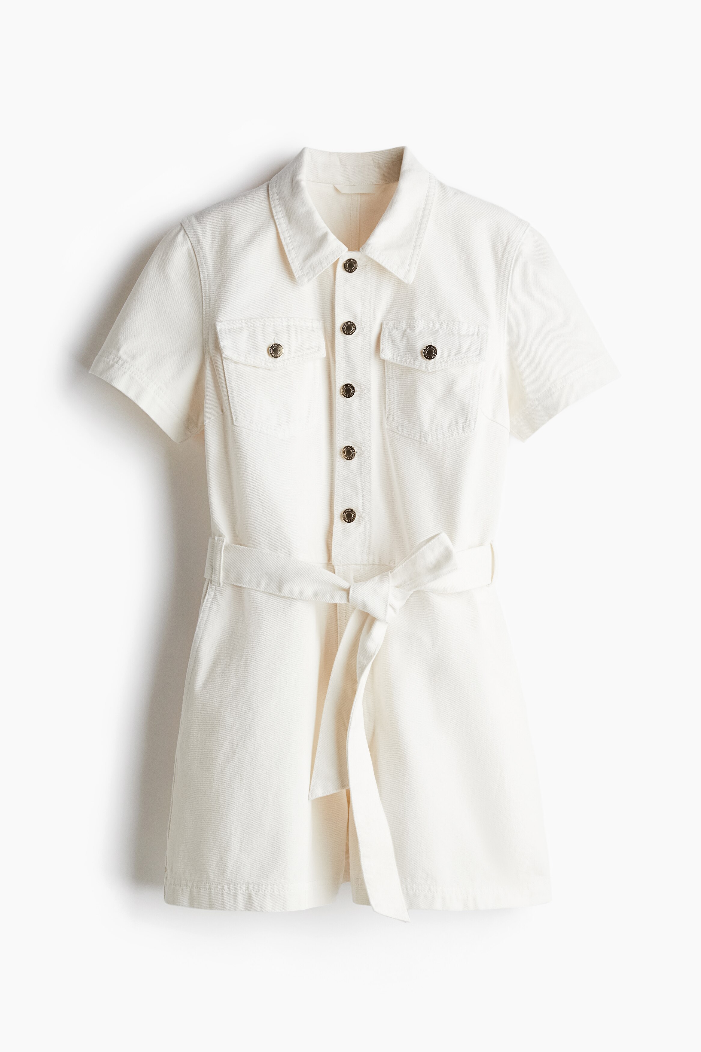デニムショートオールインワン - ホワイト - レディース | H&M JP