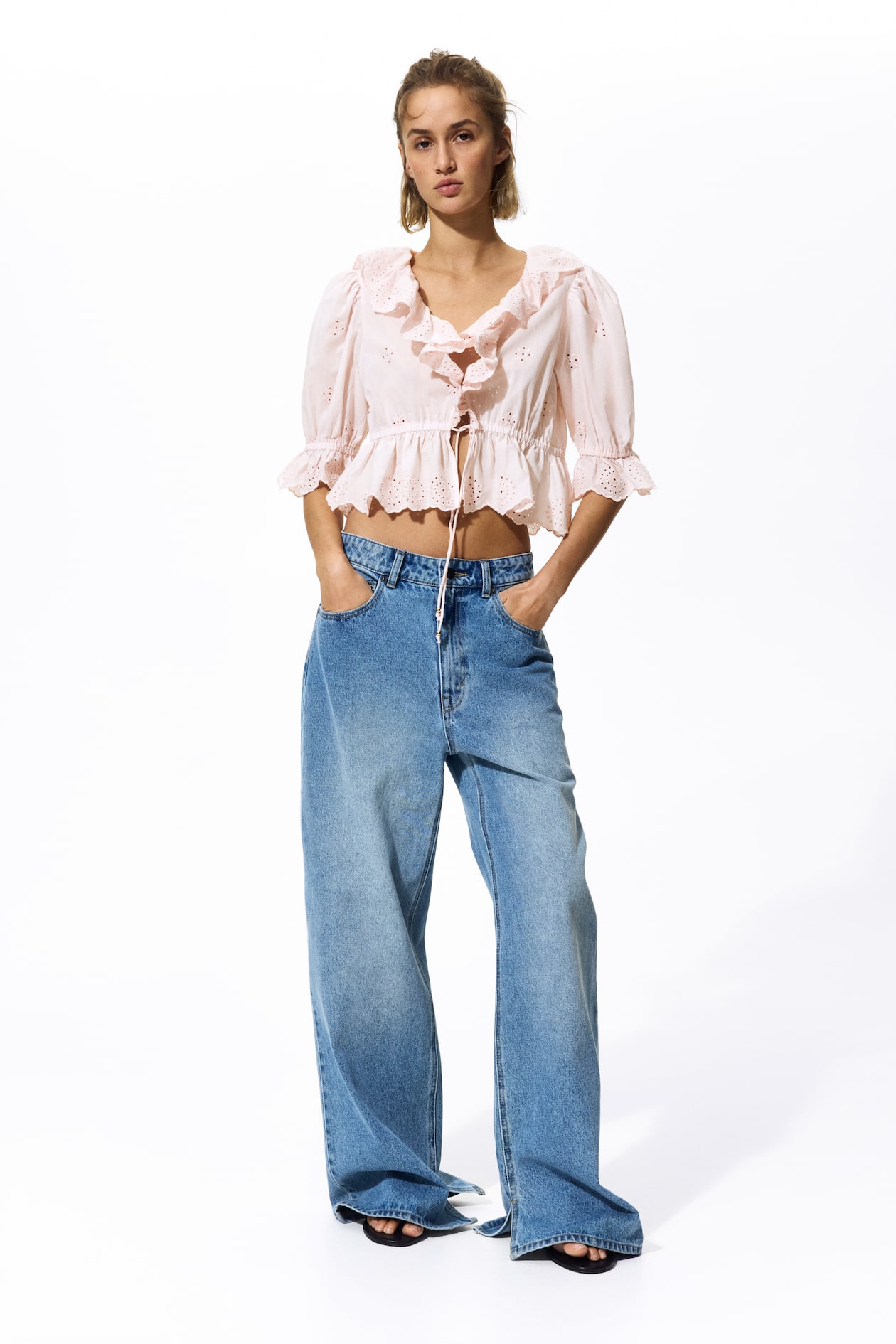 Cotton Blouse with Eyelet Embroidery - image 5