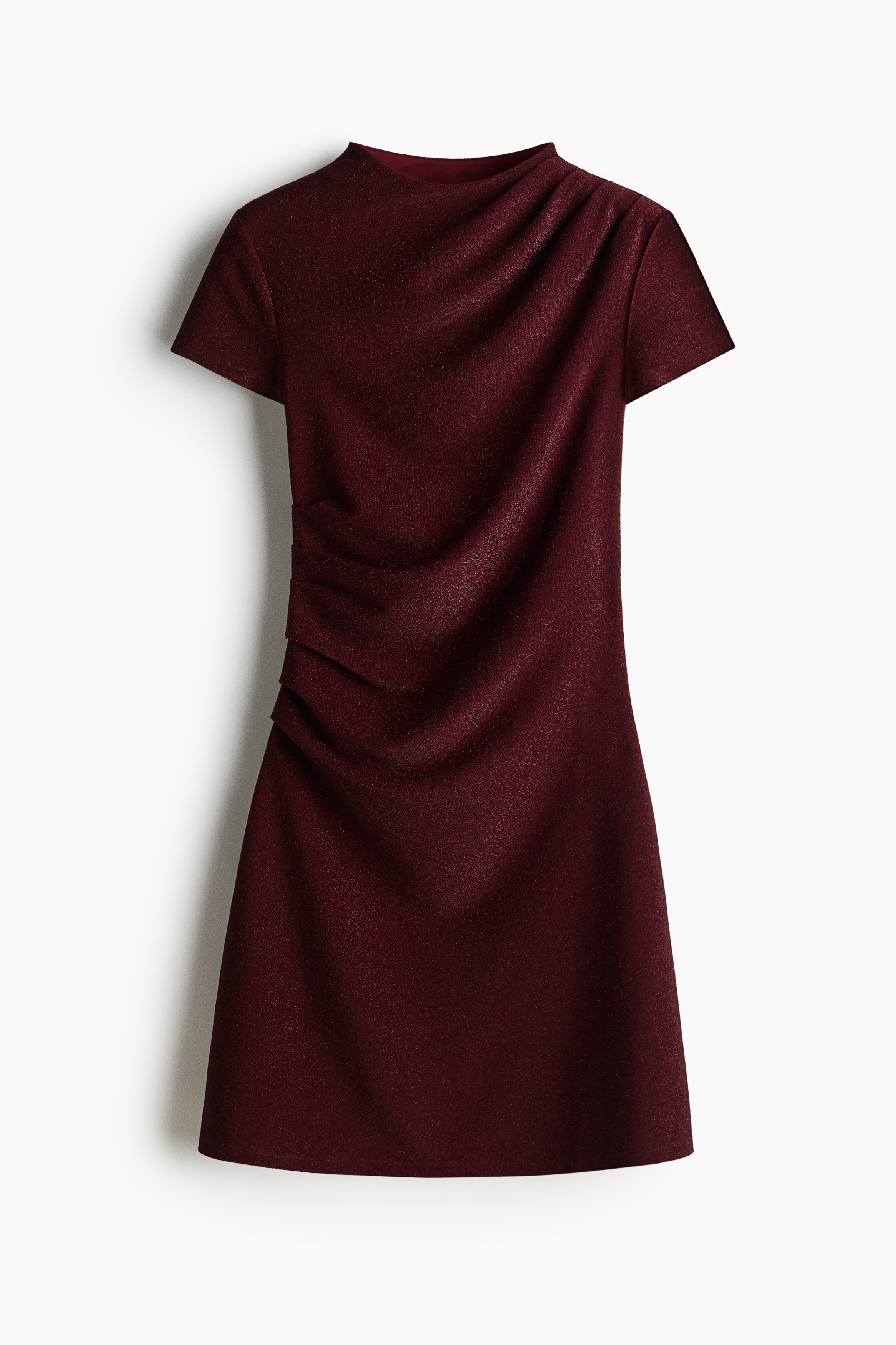 Draperad klänning - Vinröd/Mörkgrön