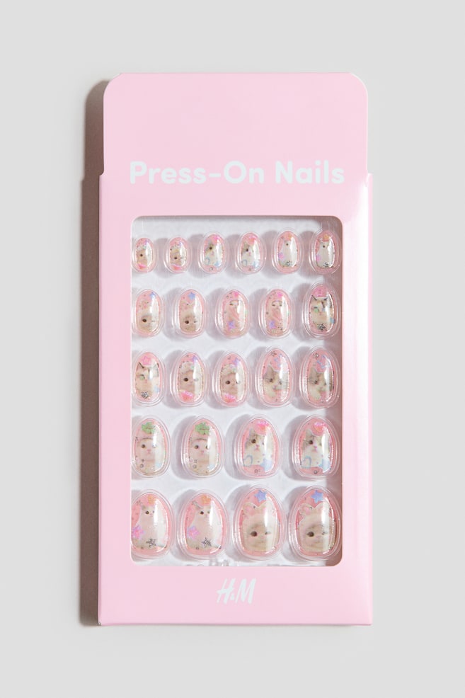 Press-on nails - Light pink/Cats/Red/Patterned/Light pink/Teddy bears - 1