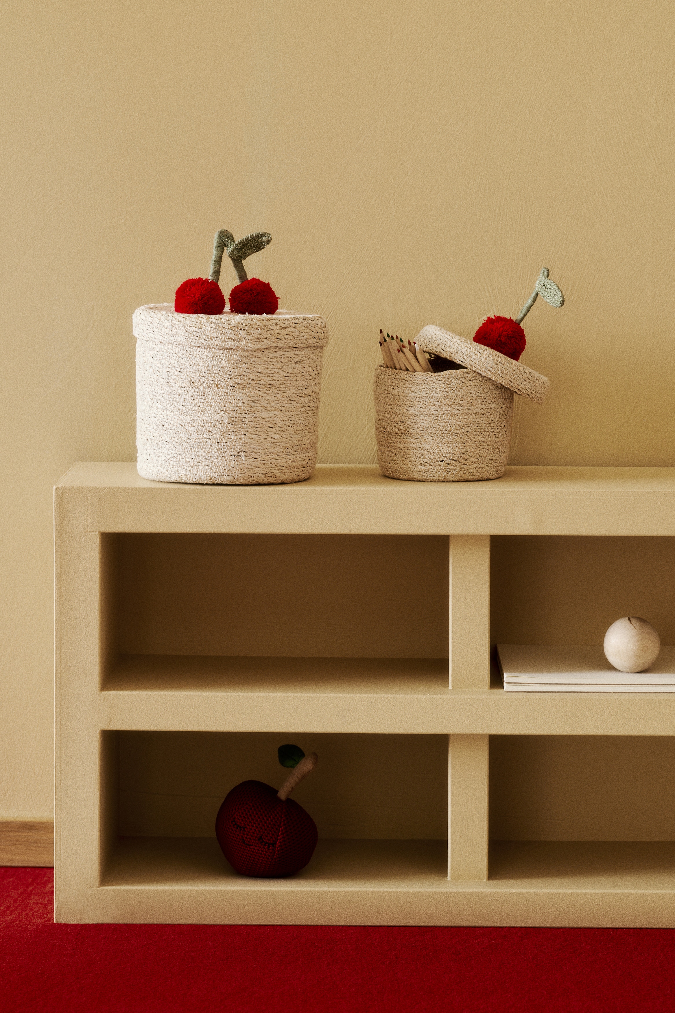 Pompom seagrass storage basket - Beige