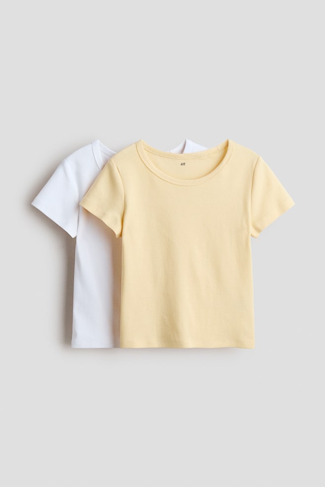 2er-Pack Baumwollshirts - Gelb/Hellblau/Weiß/Hellgrün/Weiß/Hellrosa/Weiß - 1