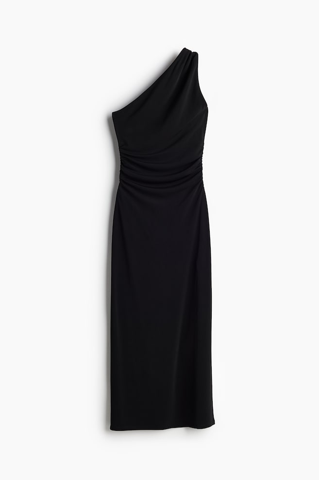 Vestido de un hombro en punto - Negro - 1