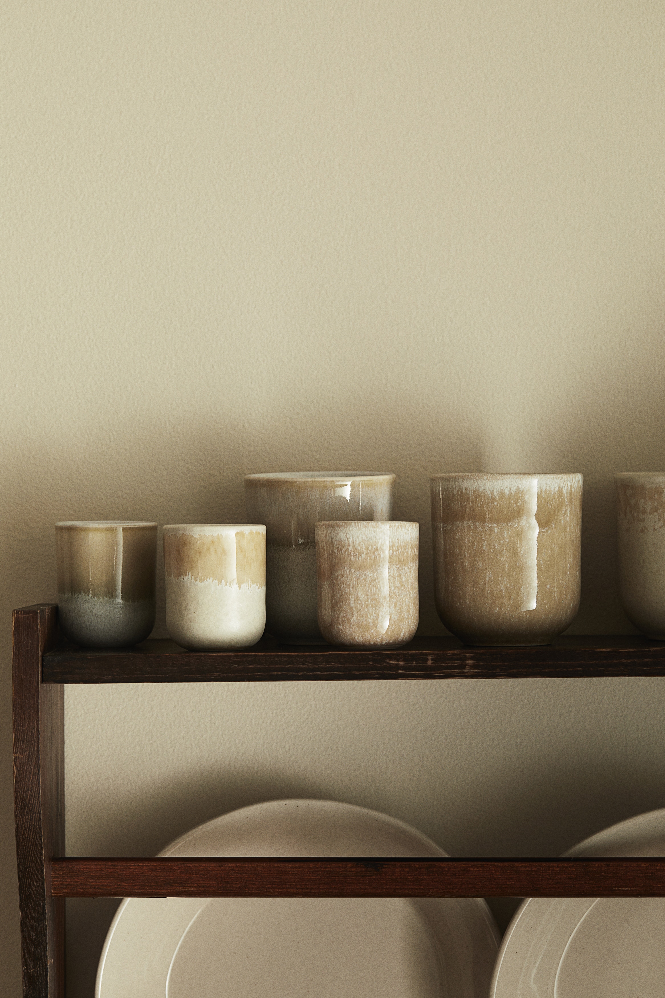 Lot de 4 tasses en grès cérame - Beige