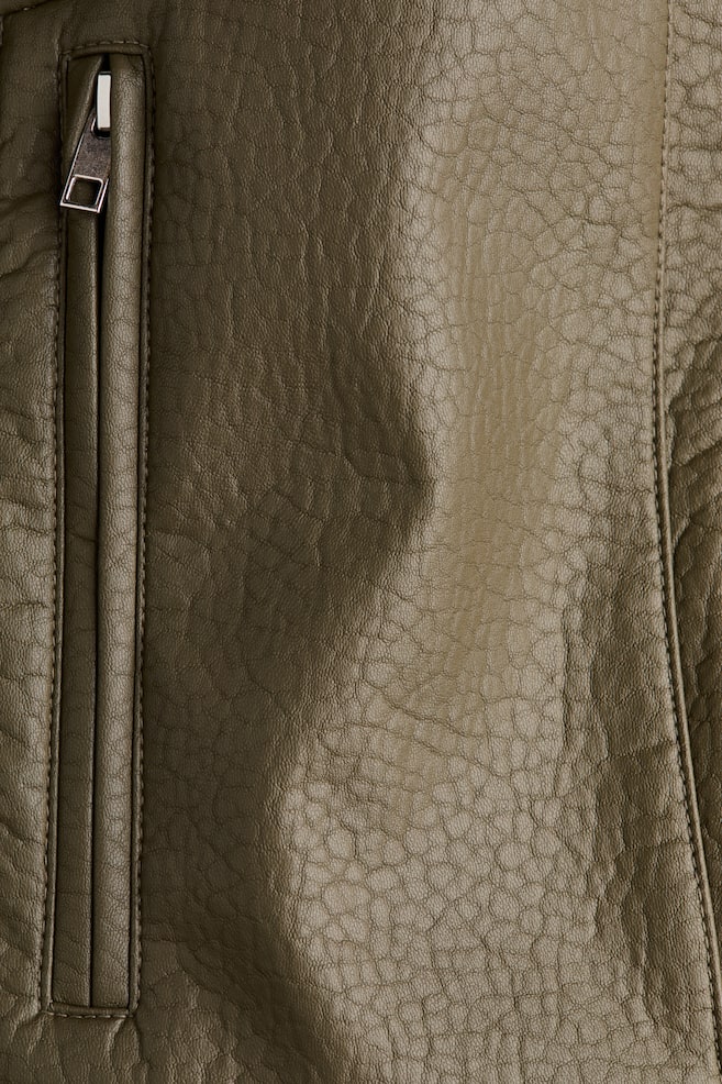 Coated Bomber Jacket - Dark khaki green - 2