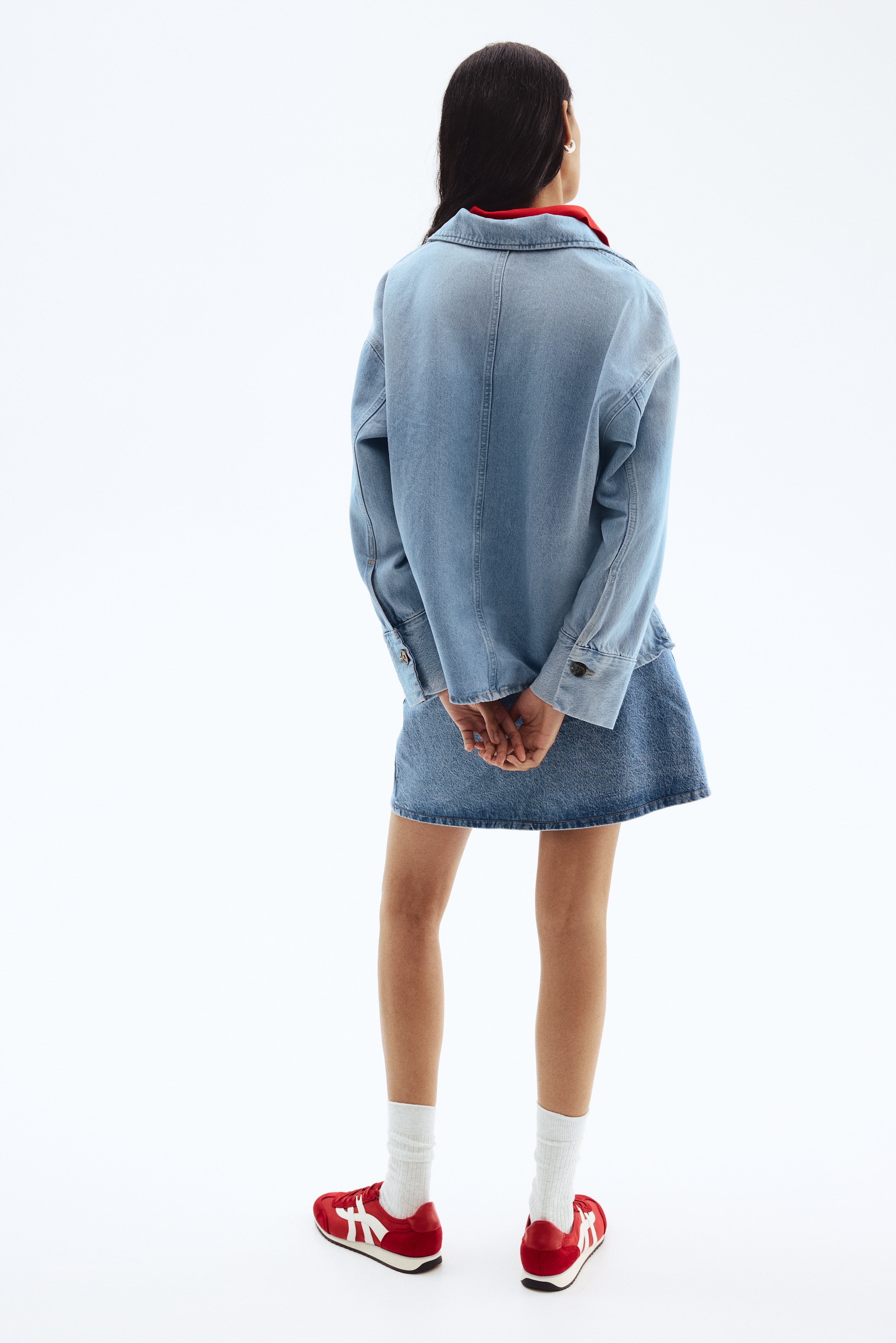 Oversized popover denim shirt