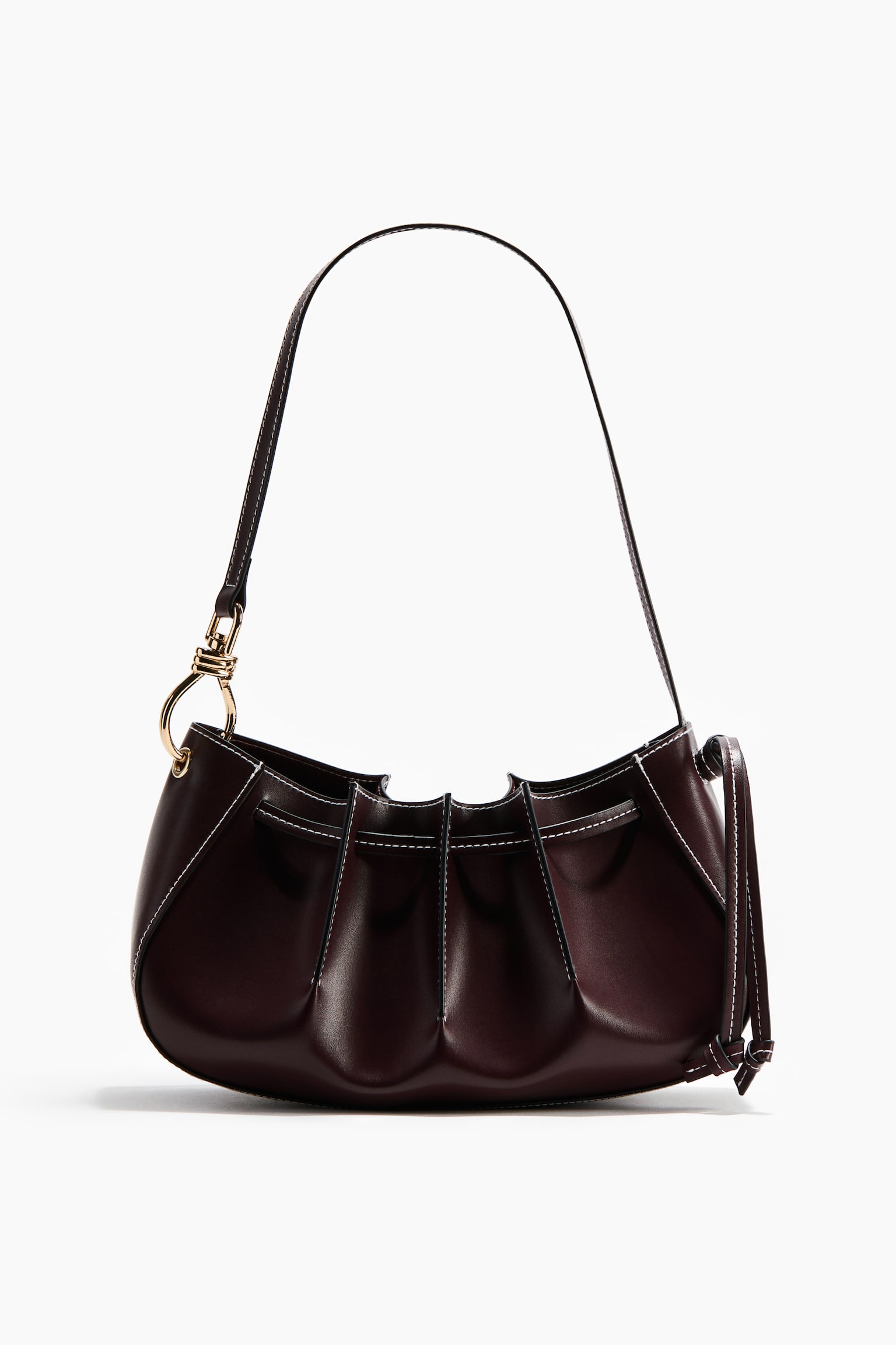 Pleated shoulder bag - Dark burgundy/Black - 2