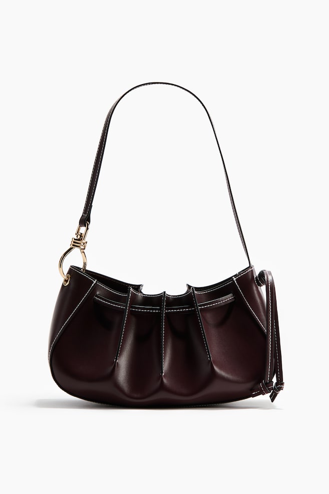 Pleated shoulder bag - Dark burgundy/Black - 1