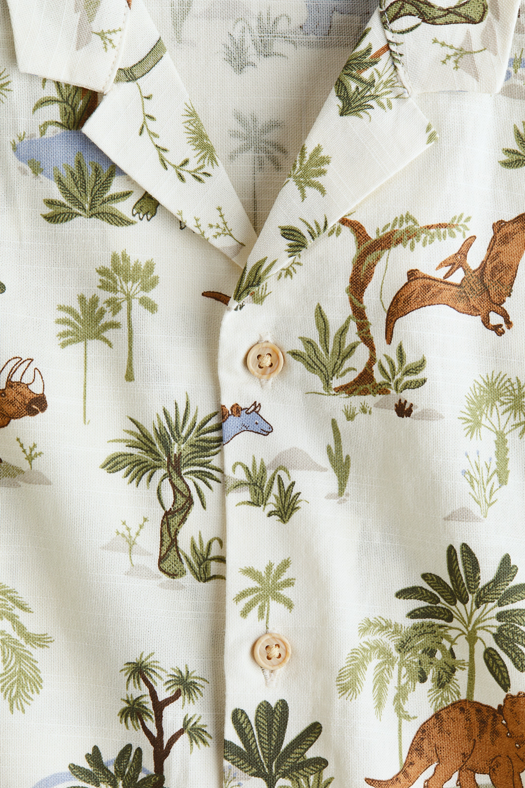 Näytä suurempi kuva: Painokuvioinen laakakauluspaita - Vaaleanbeige/Dinosaurukset - Kids | H&M FI 2