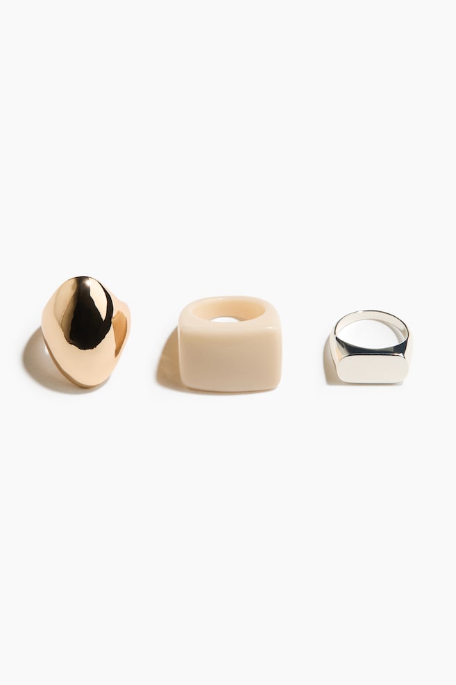 3-pack rings - Gold-coloured/Cream - 1