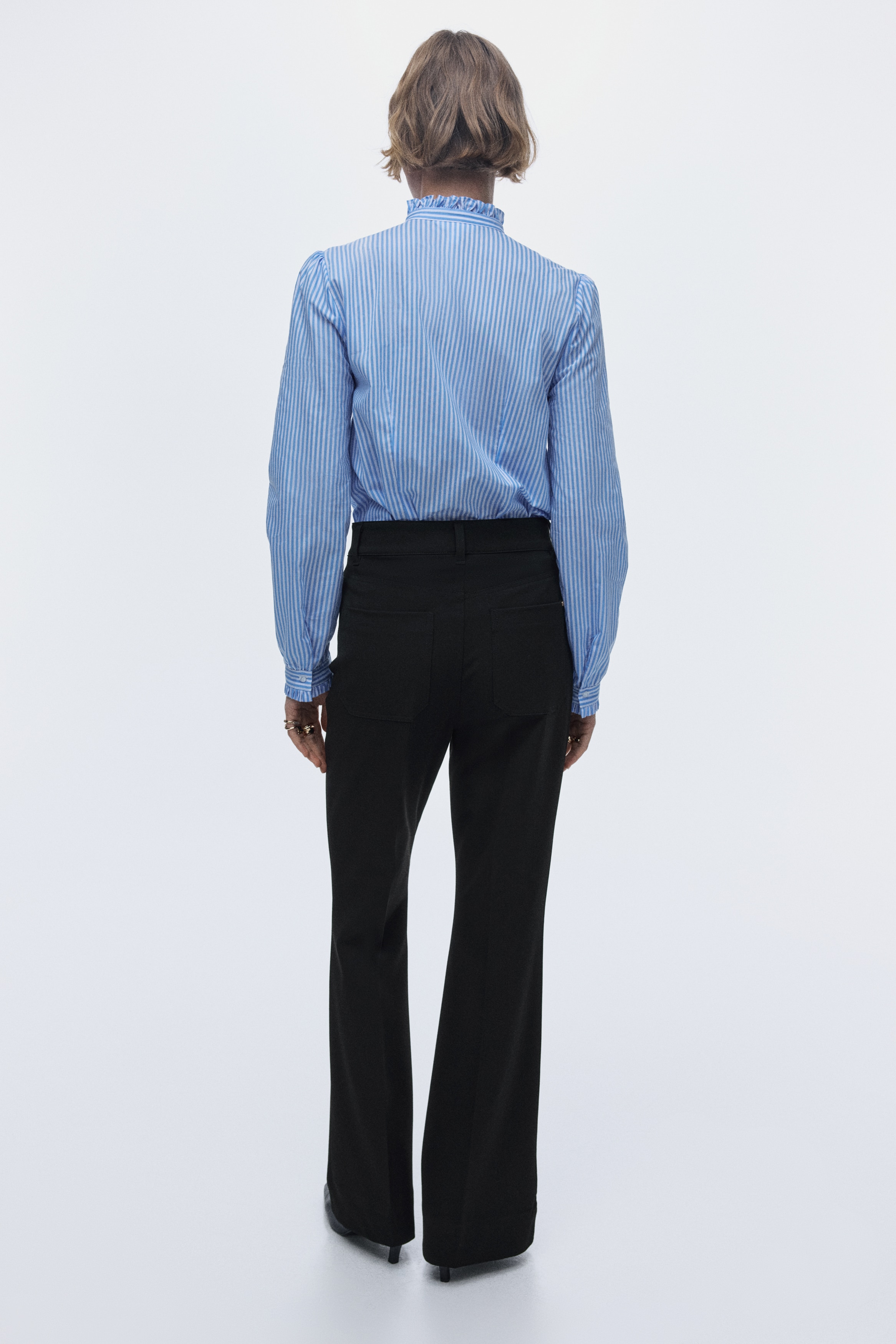 Flared twill trousers