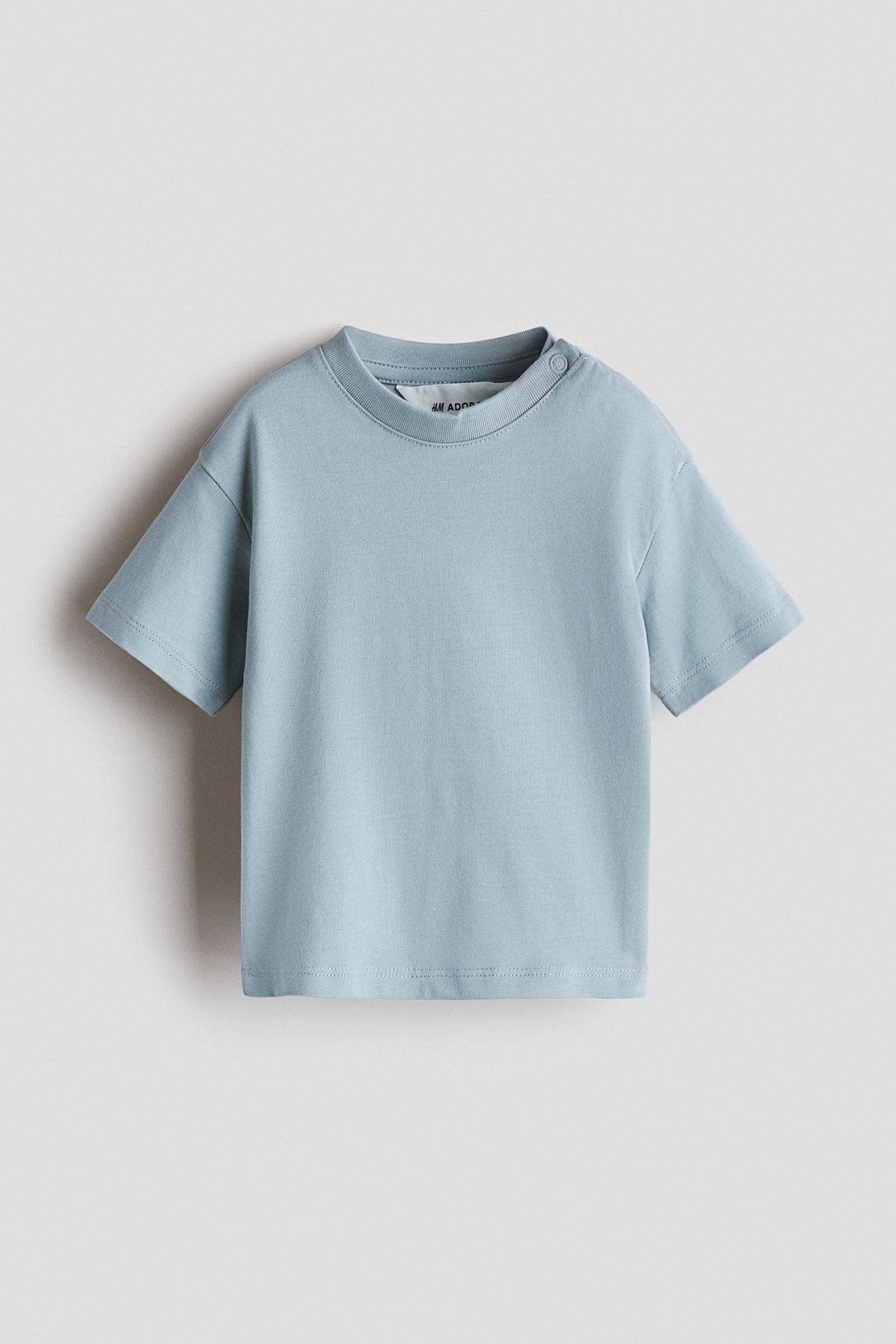 Loose-fit pima cotton T-shirt - Light dusty turquoise/Light beige/Navy blue/White
