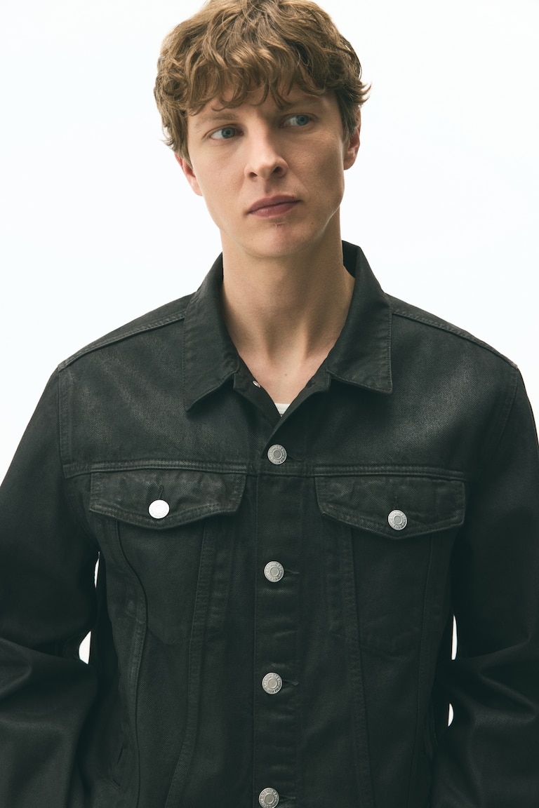 Trucker Jacket Dunkle Jeansjacke Herren Trucker-Jacke Aus Denim