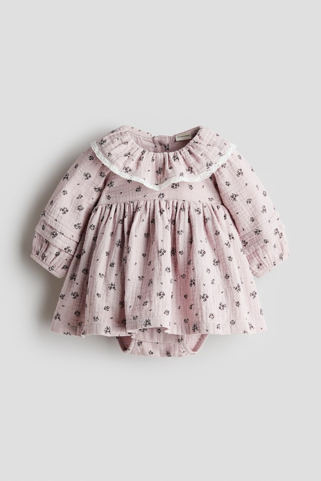 Cotton Muslin Bodysuit Dress - Light dusty purple/floral/Light turquoise/floral - 1