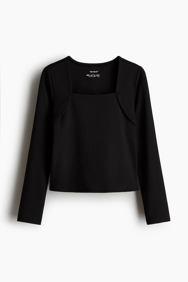 Top de deporte de manga larga con DryMove™ - Negro/Rosa claro - 1