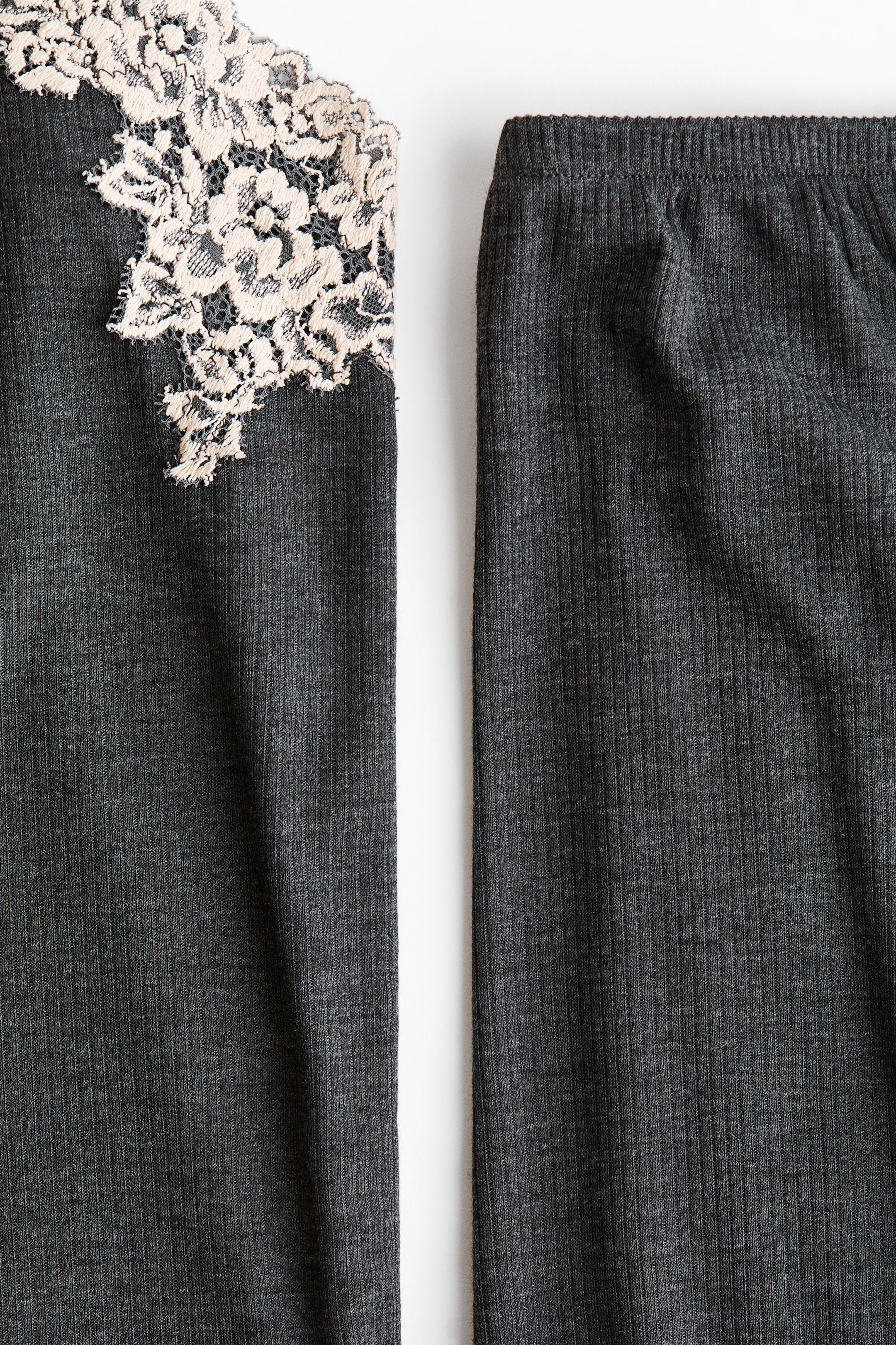 Lace-Trimmed Jersey Pajamas