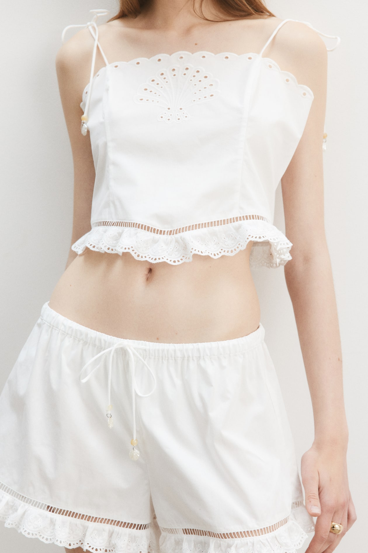 Eyelet-Embroidered Top with Tie Shoulder Straps - image 3