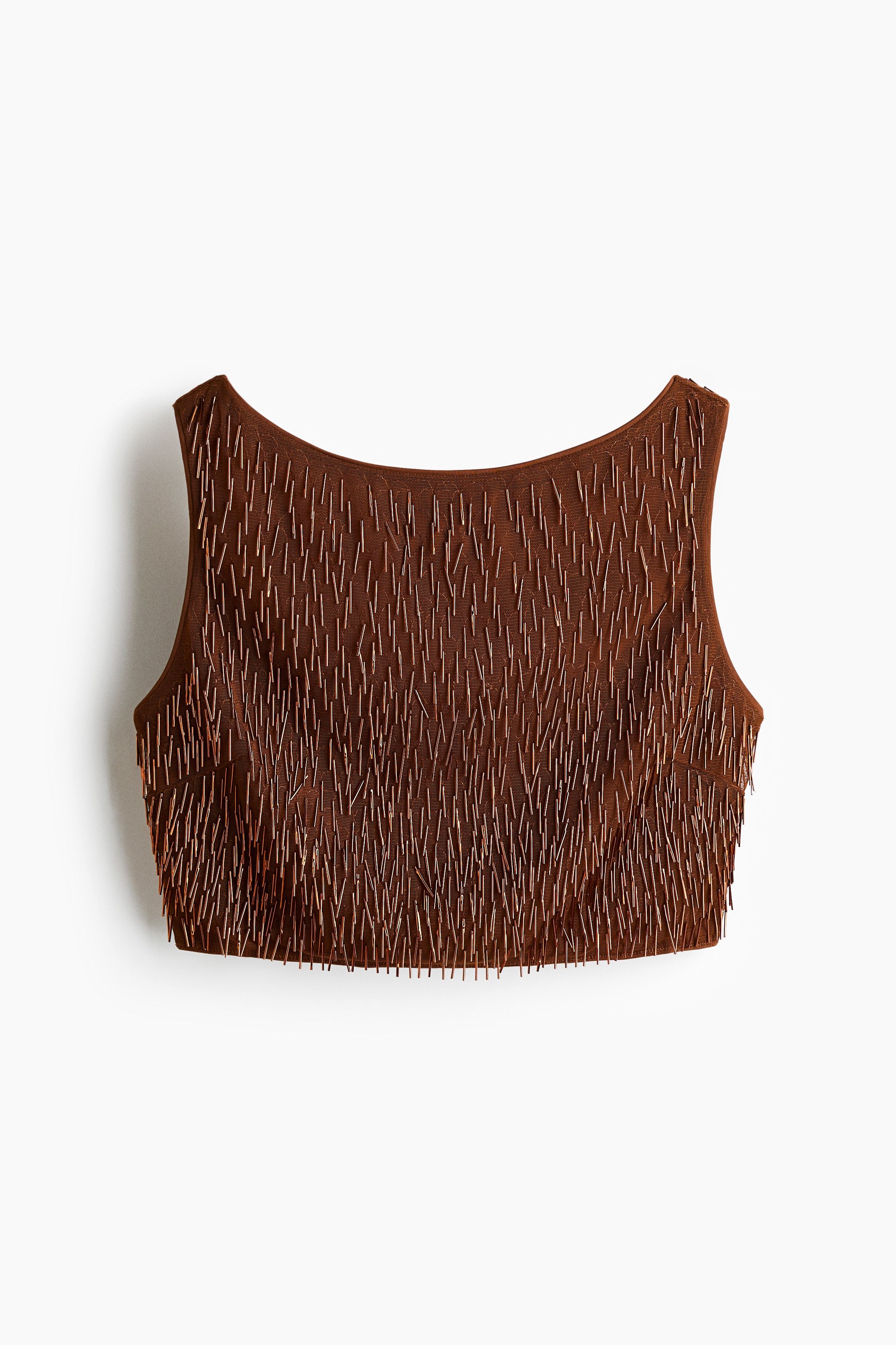 Embellished cropped top - Brown/Khaki green