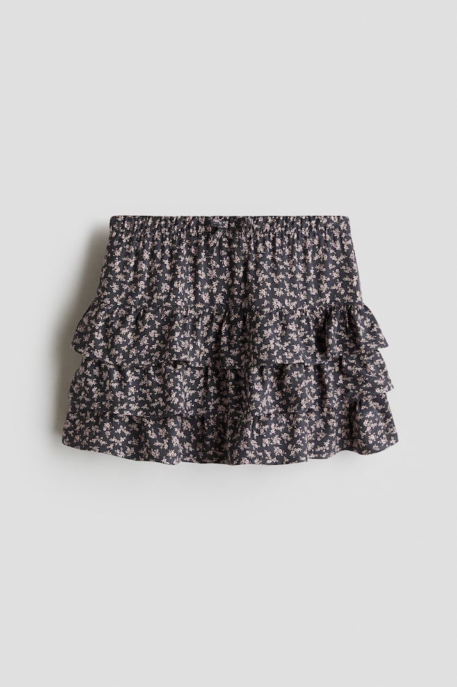 Jupe à étages - Gris foncé/fleuri - 1