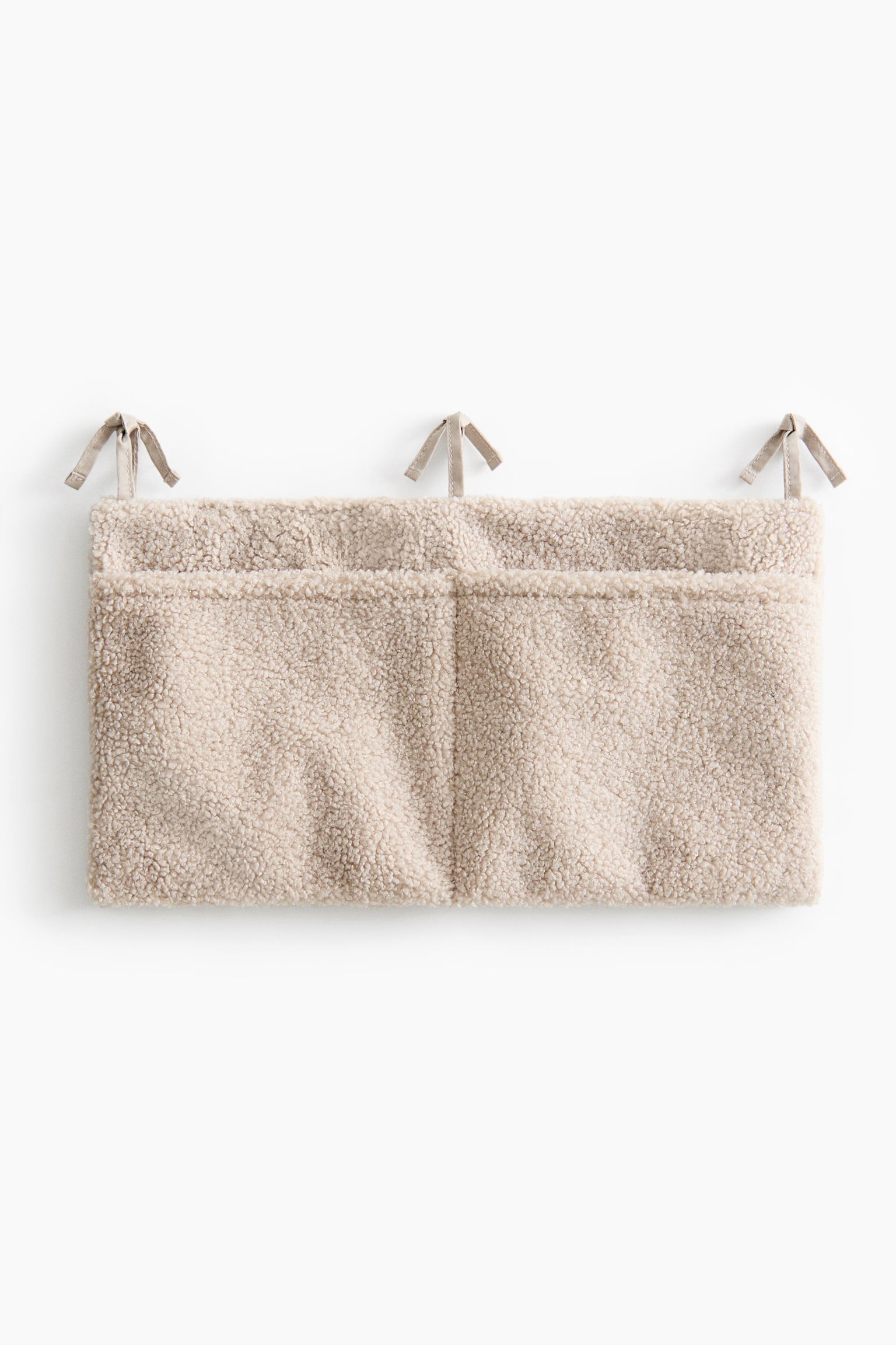 Fluffy wall-hanging storage basket - Light beige - 1