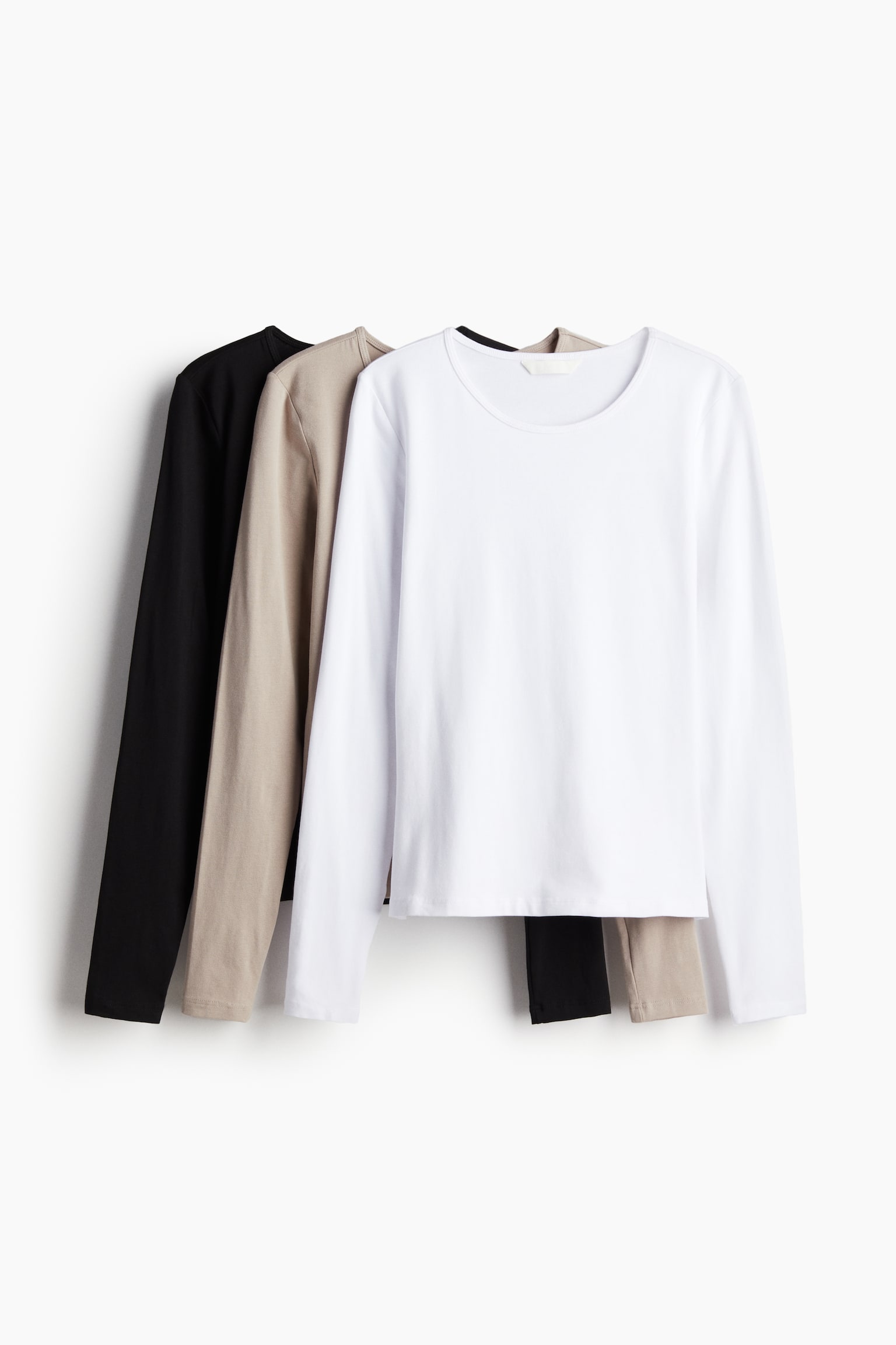 3-pack jersey tops - Beige/White/Black - 1