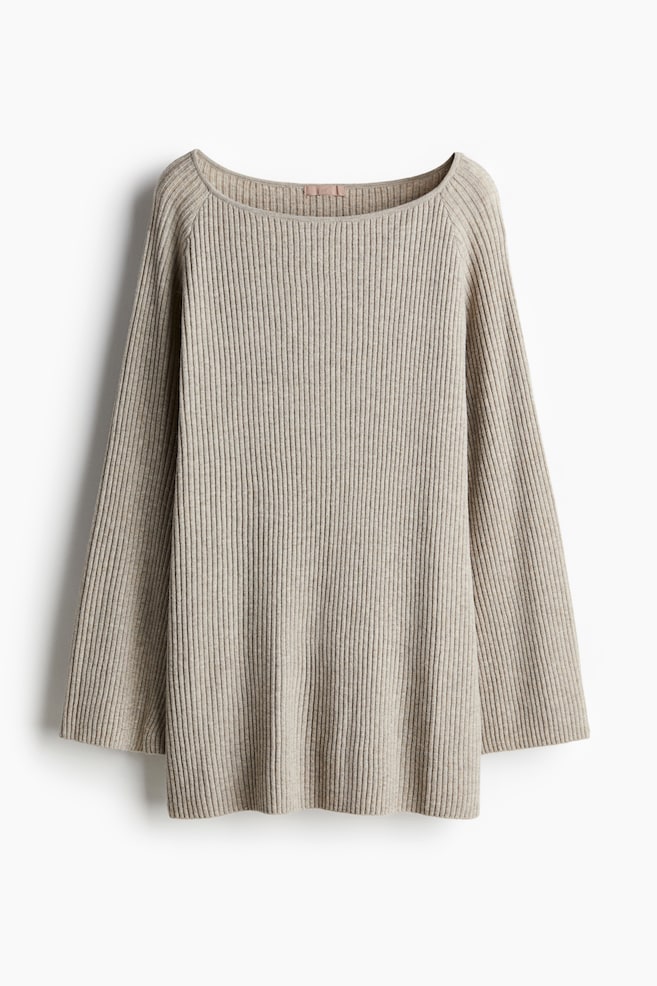 Pull en maille côtelée - Grège chiné/Crème - 1