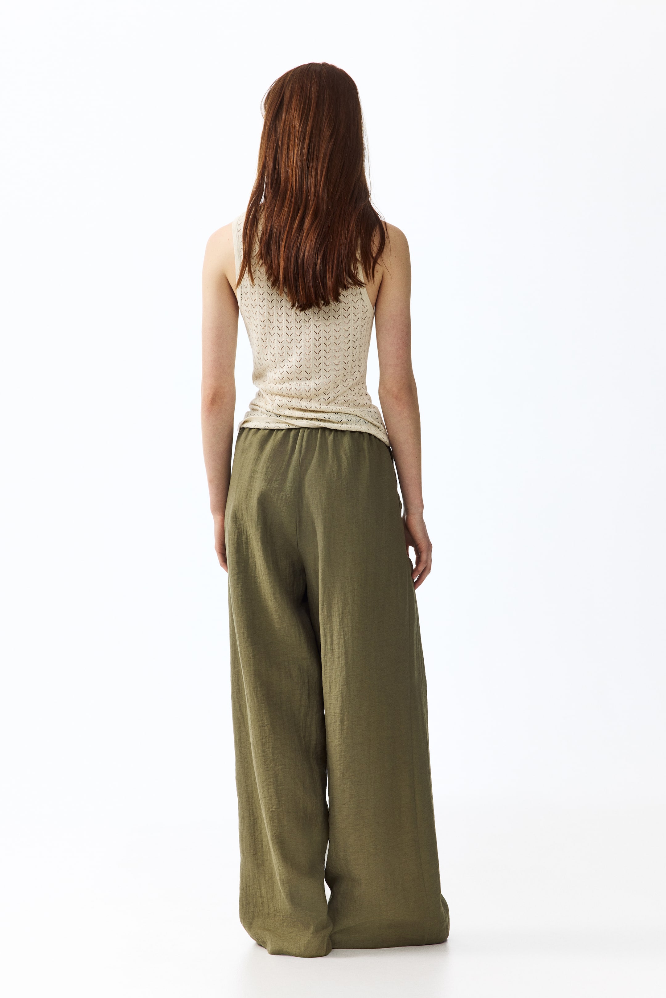 Linen-Blend Wrapover Pants
