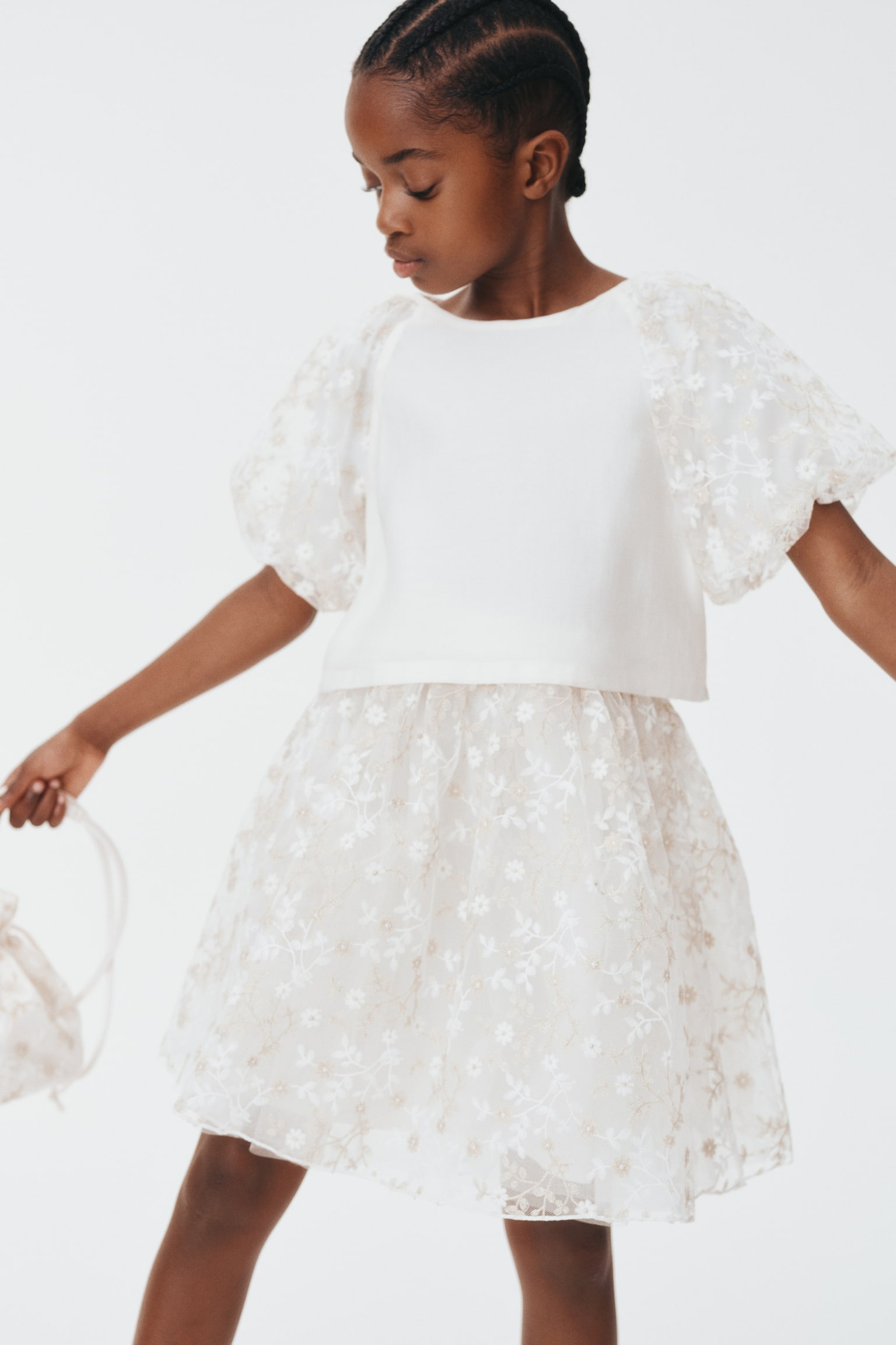 Embroidered tulle skirt - White/Floral - 1