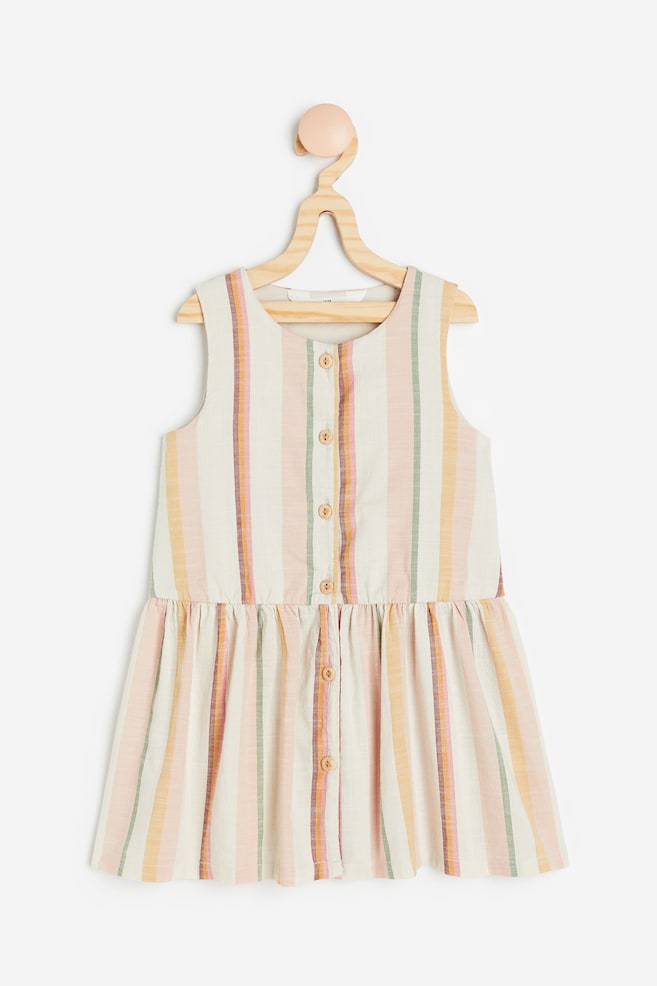 Double-weave cotton dress - Light pink/Striped - 1