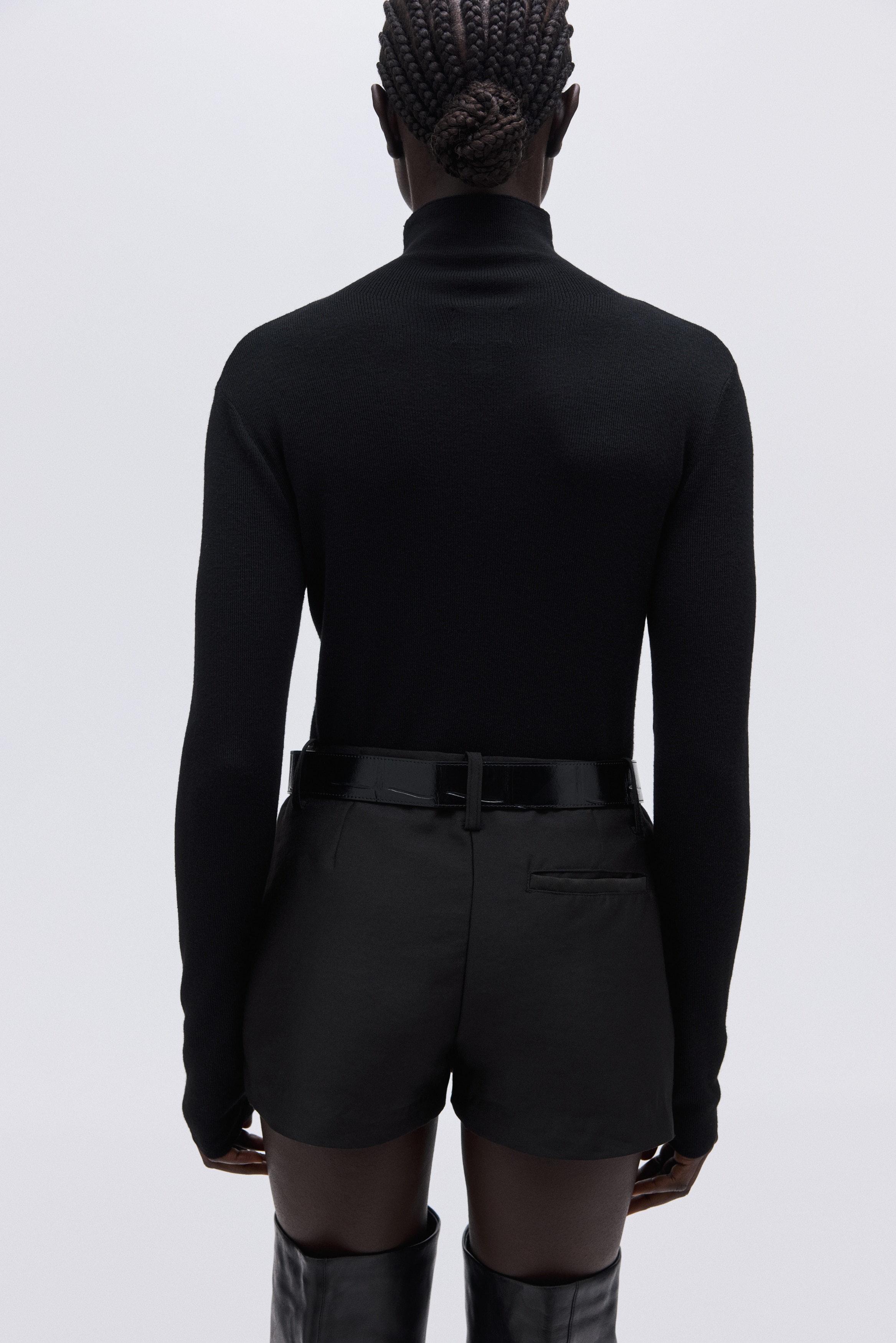 Fine-knit turtleneck top