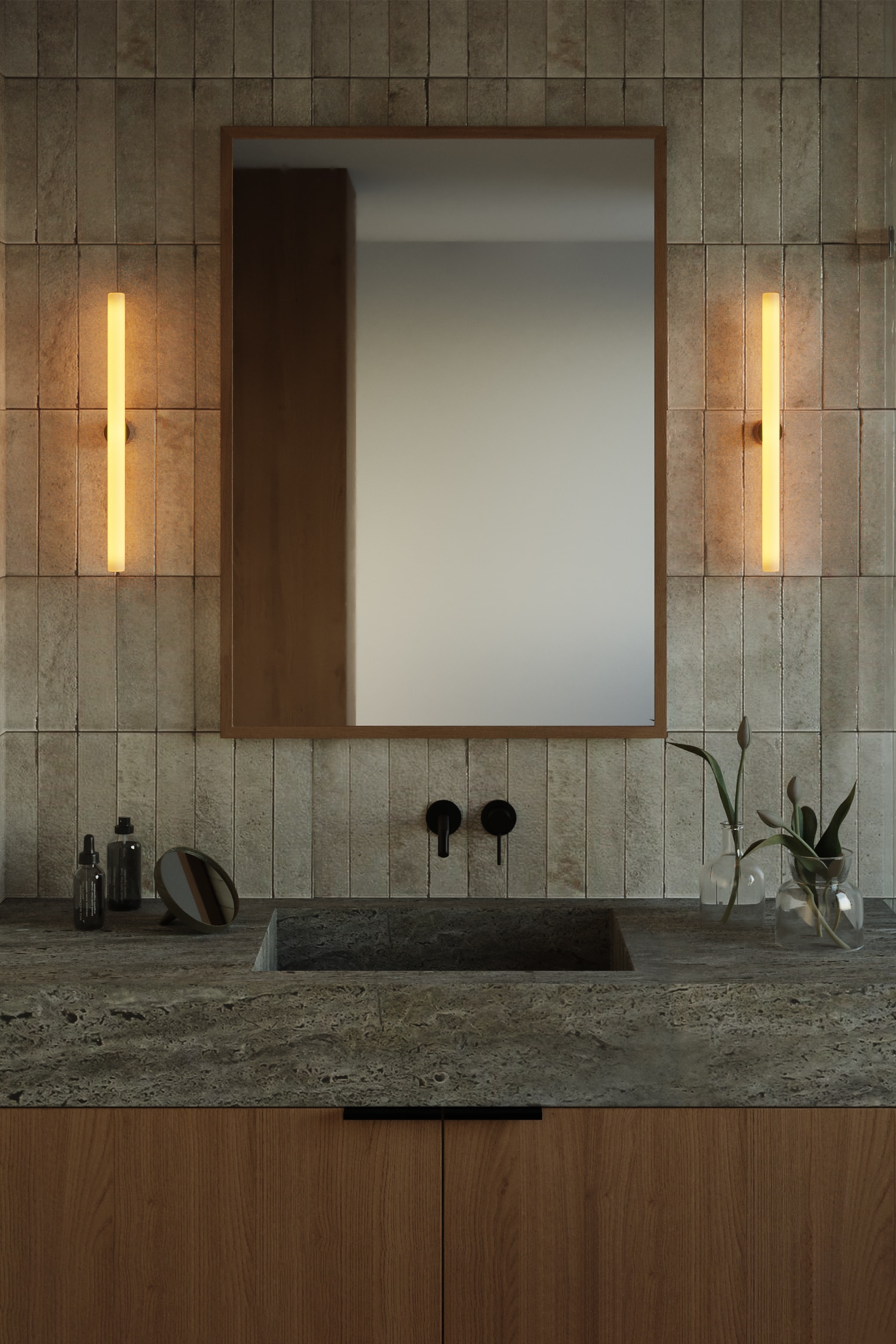 Wandleuchte Mit Röhrenlampe - Wengé-effekt/Weiß/Schwarz/Green Marble-effekt/White Marble-effekt/Brown Marble-effekt/Natürliches Holz-effekt