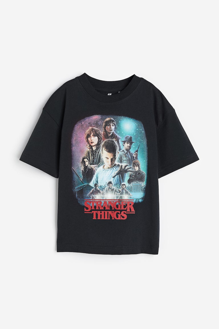 Playera oversized con diseño Negro/Stranger Things Kids H&M MX