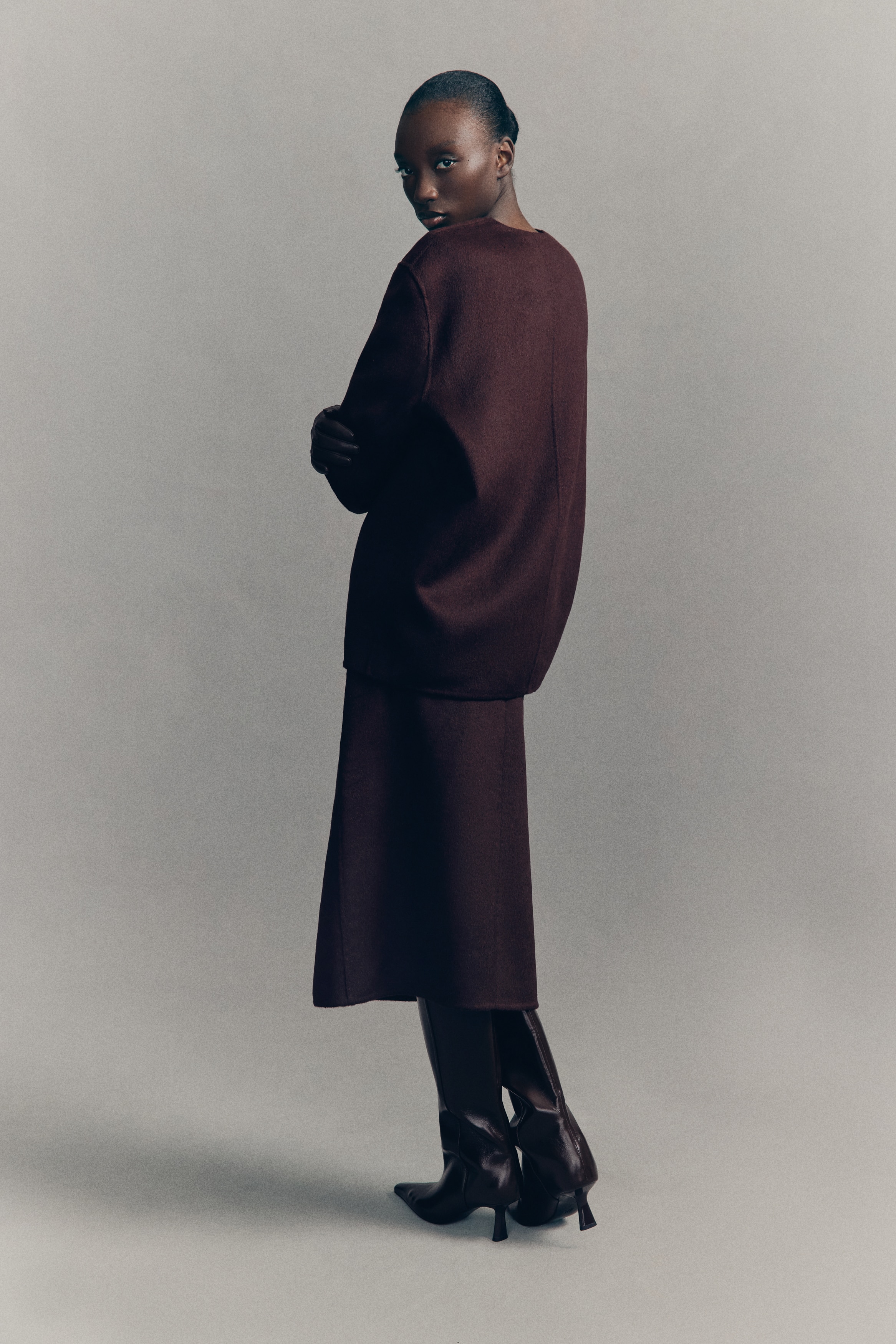 Wool-blend pencil skirt