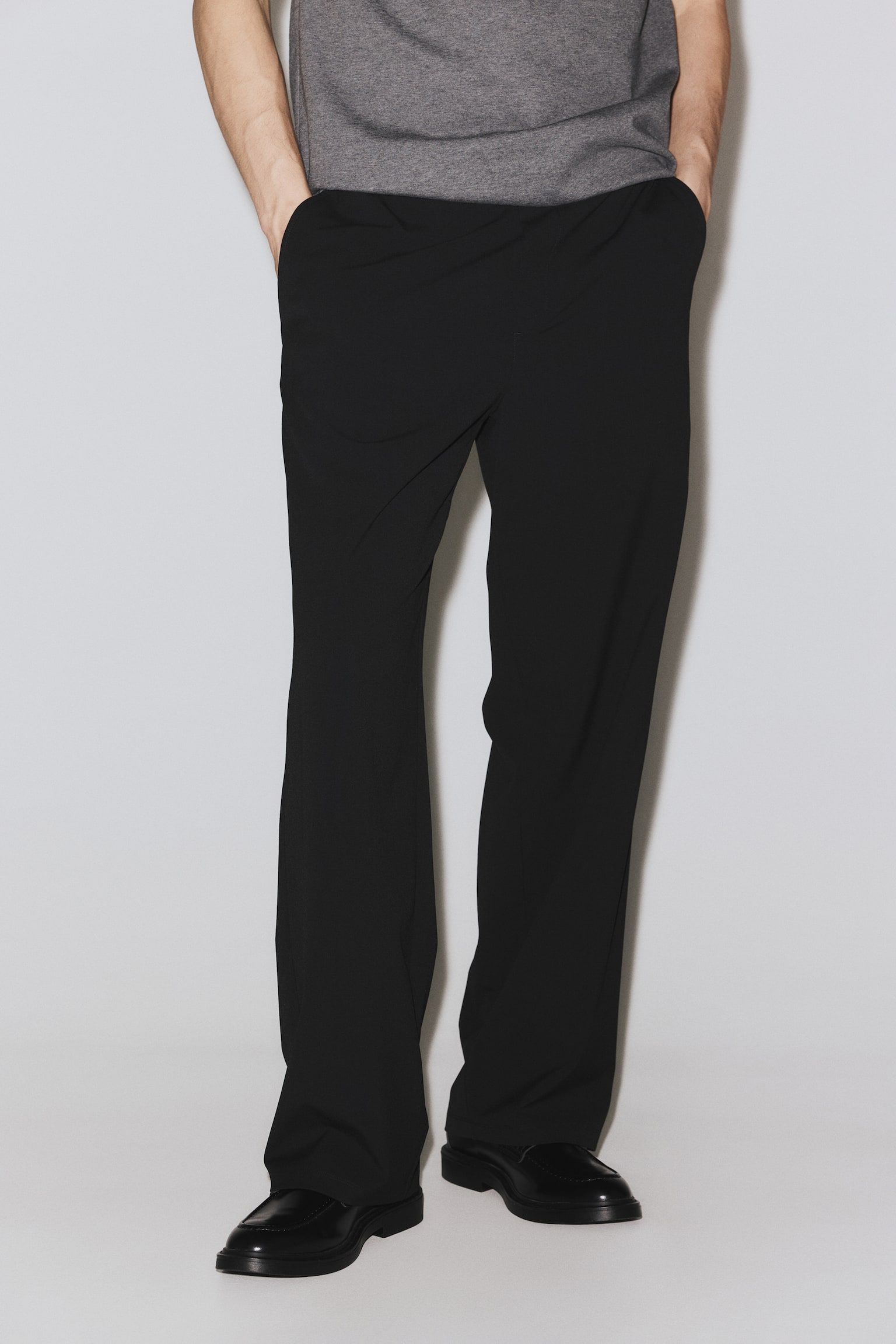 Four-way Stretch Wide Pull-on trousers - Black/Dark brown - 6