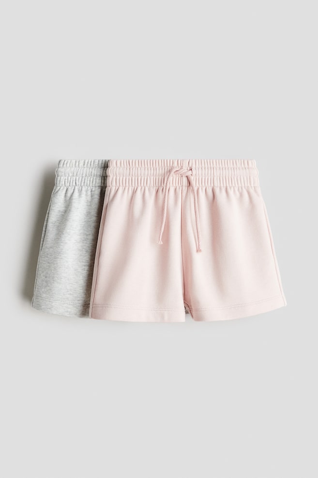 2er-Pack Sweatshorts - Graumeliert/Rosa/Hellgelb/Gestreift - 1