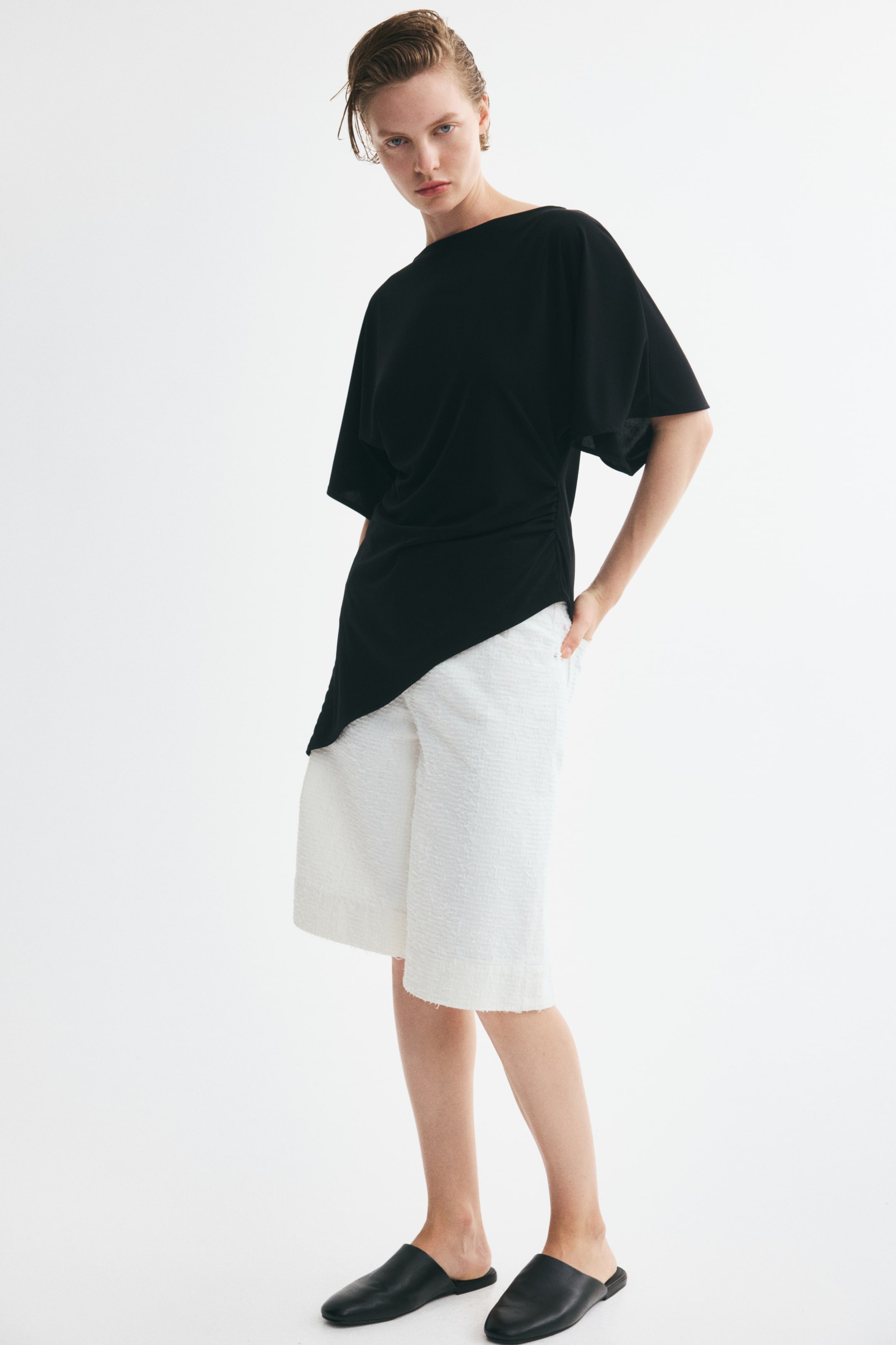 Asymmetric Butterfly-Sleeved Top