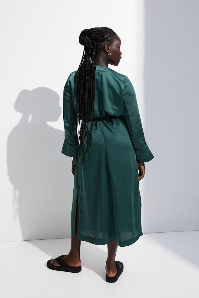 Satin dressing gown - Dark green/Black/Light beige - 6