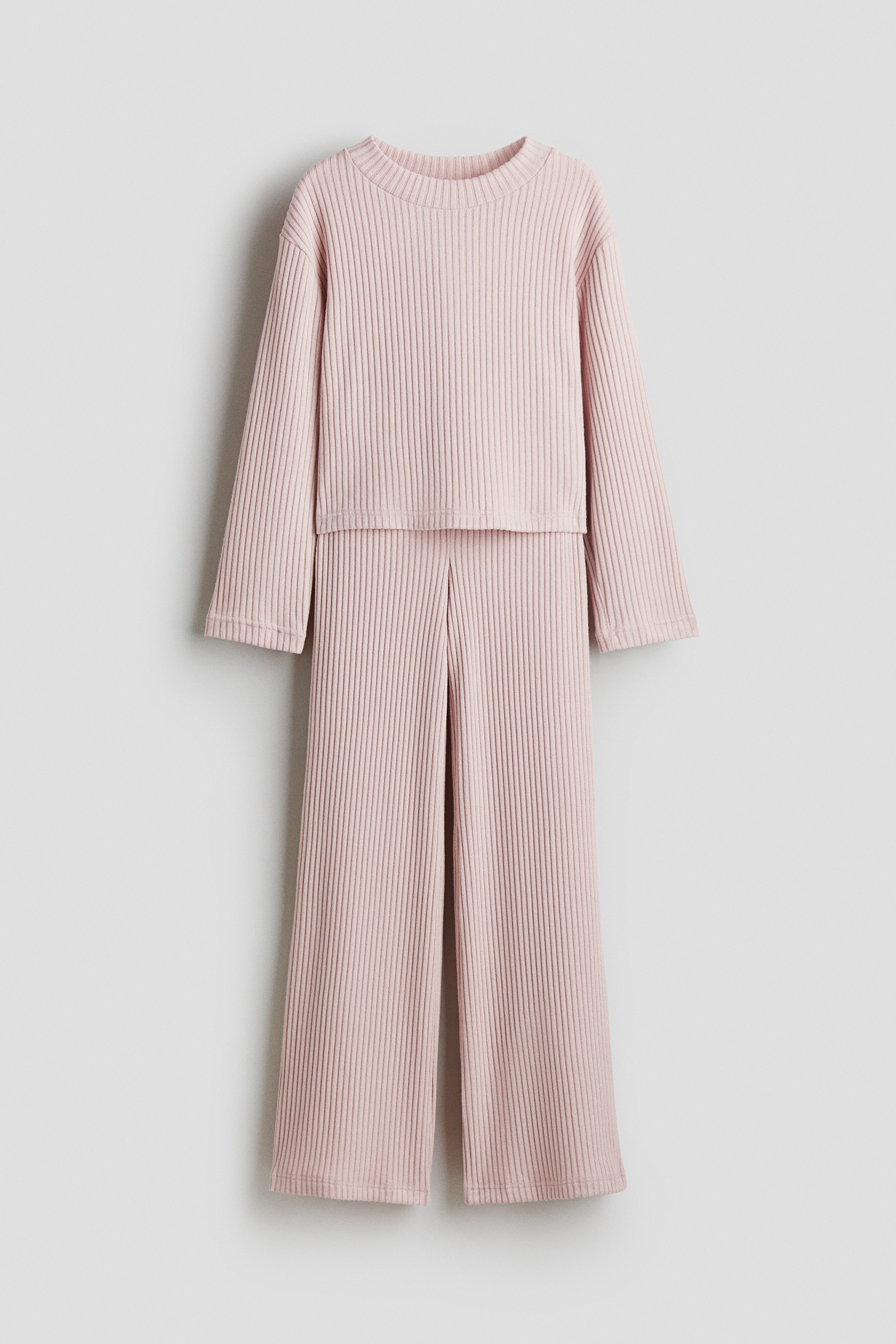 上衣配長褲2件組套裝 - 淺灰粉紅色/白色/花朵/深灰色