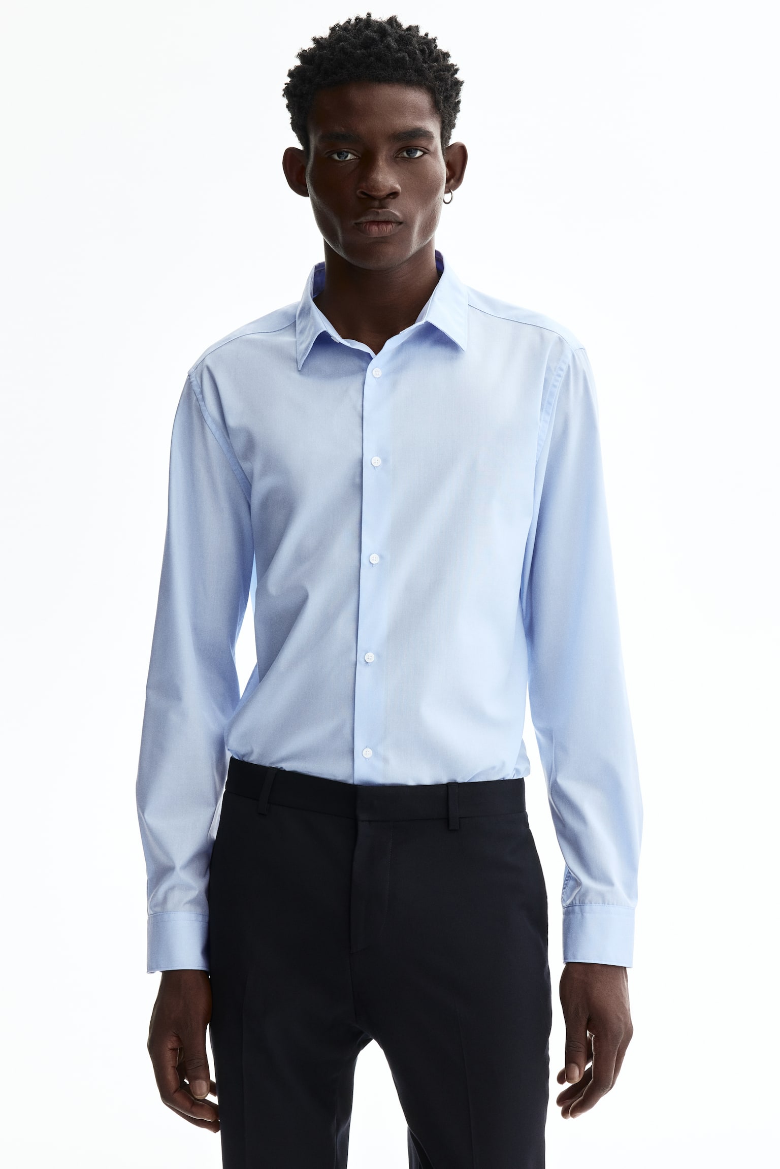 Slim Fit Easy-iron Shirt - Light blue/Black/Blue/striped/Light pink/striped/Light blue/striped/Dark gray/Dark brown/Khaki green/White - 1