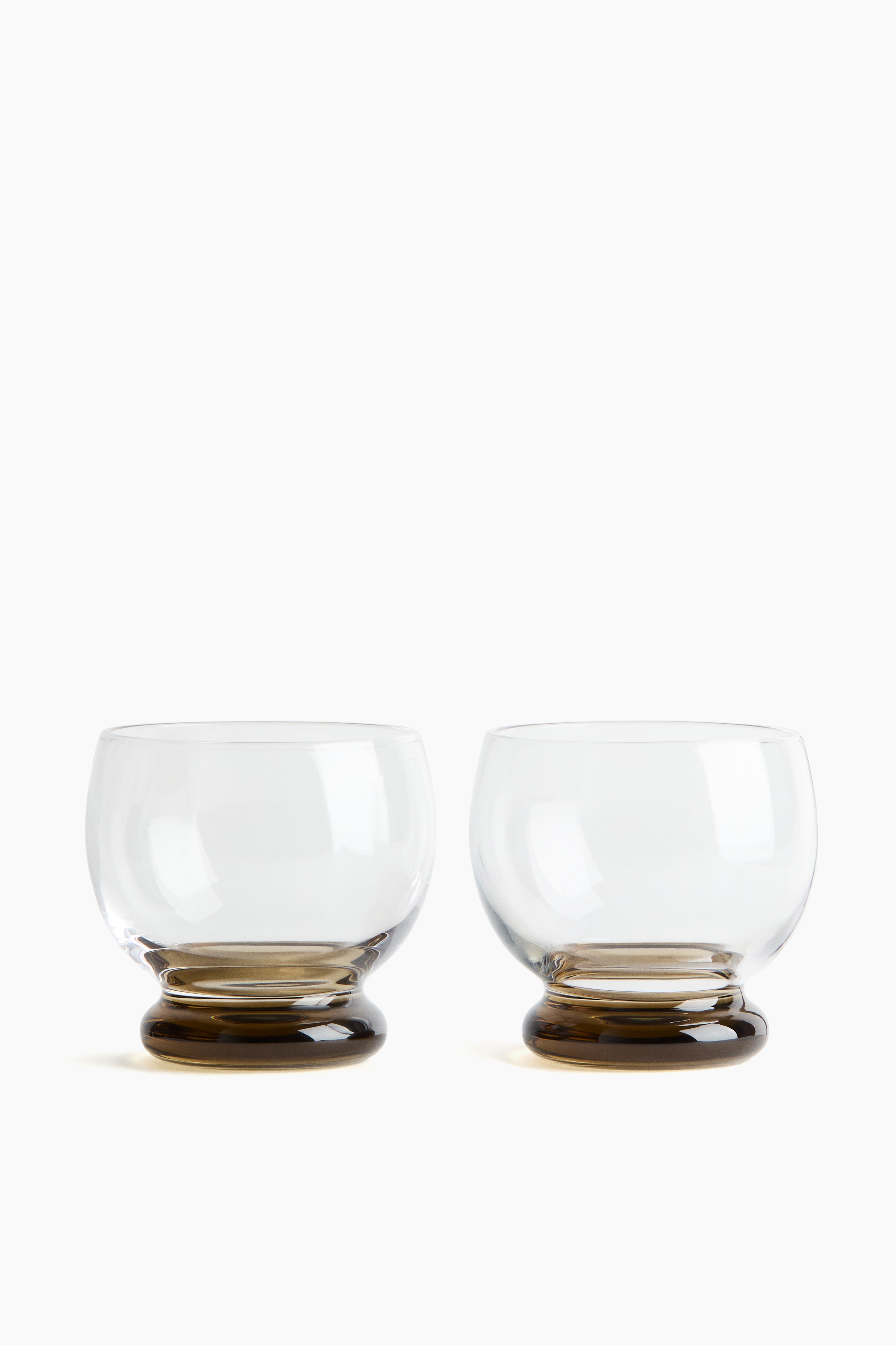 Pack de 2 vasos en vidrio soplado - Transparente/Verde aceituna/Rosa claro/Transparente