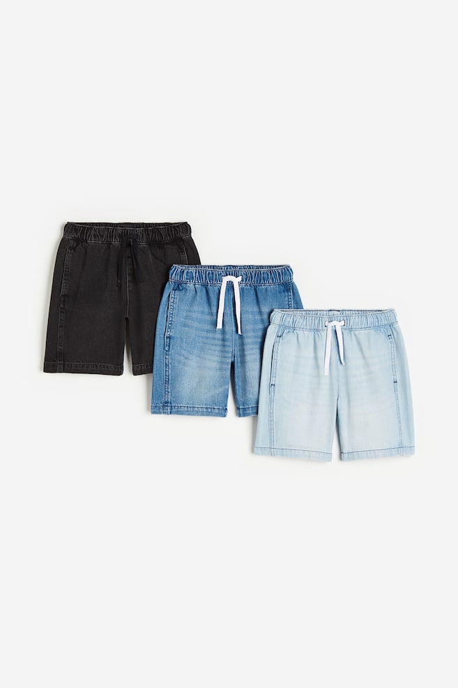 3-pack denim shorts - Light denim blue/Black