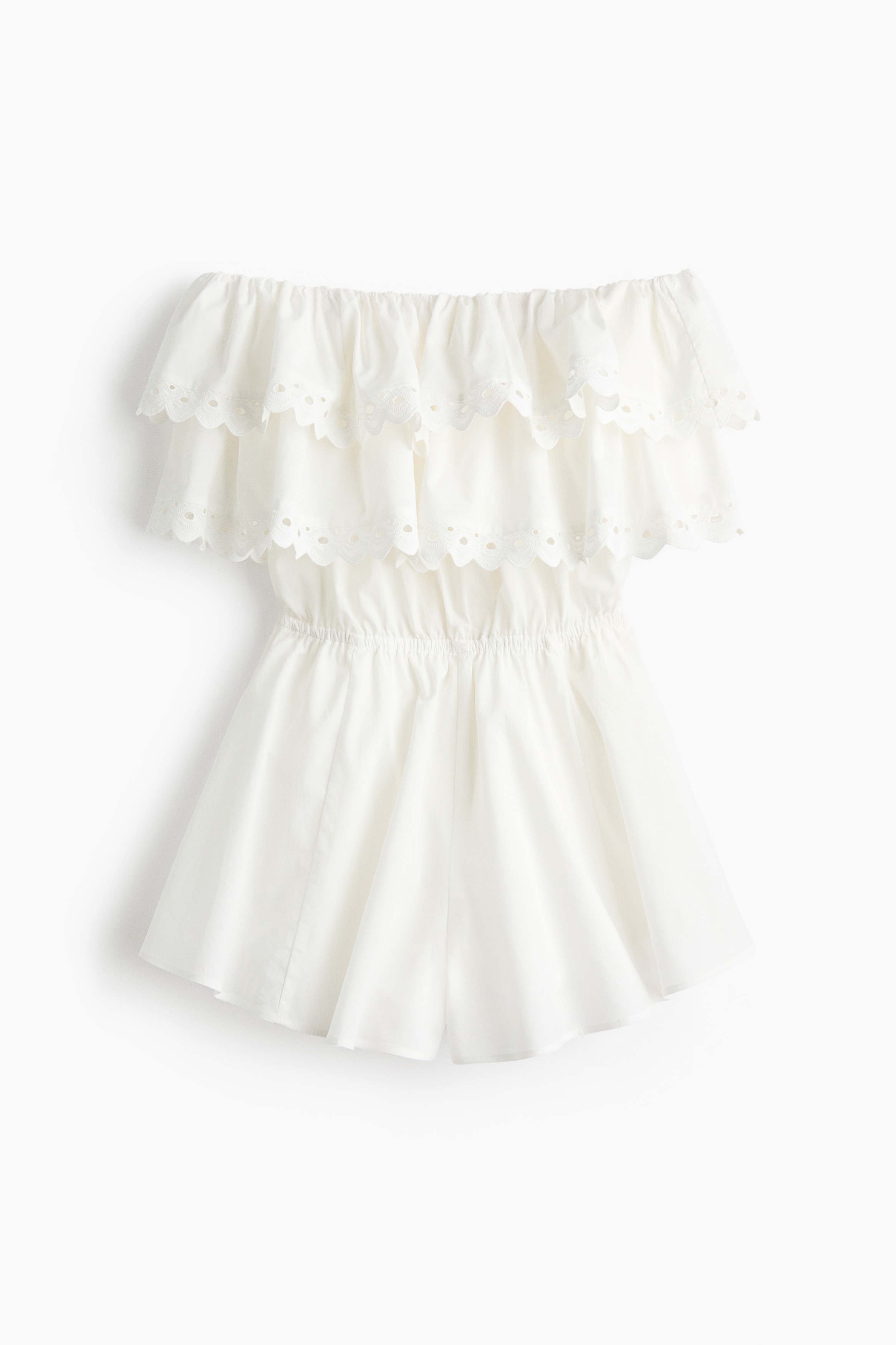 Broderie anglaise off-the-shoulder playsuit - White