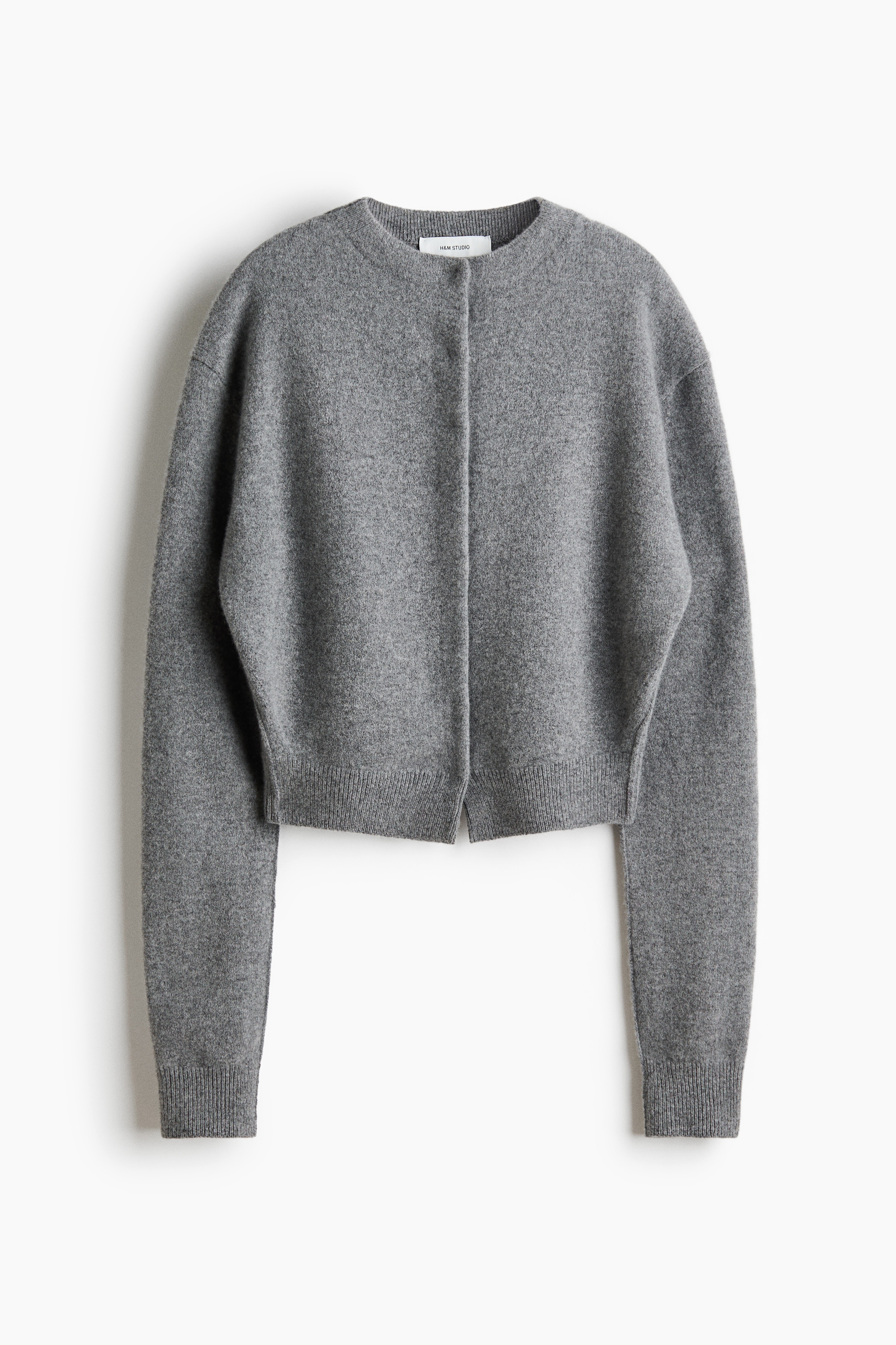 Wool Blend Cardigan - Light grey marle
